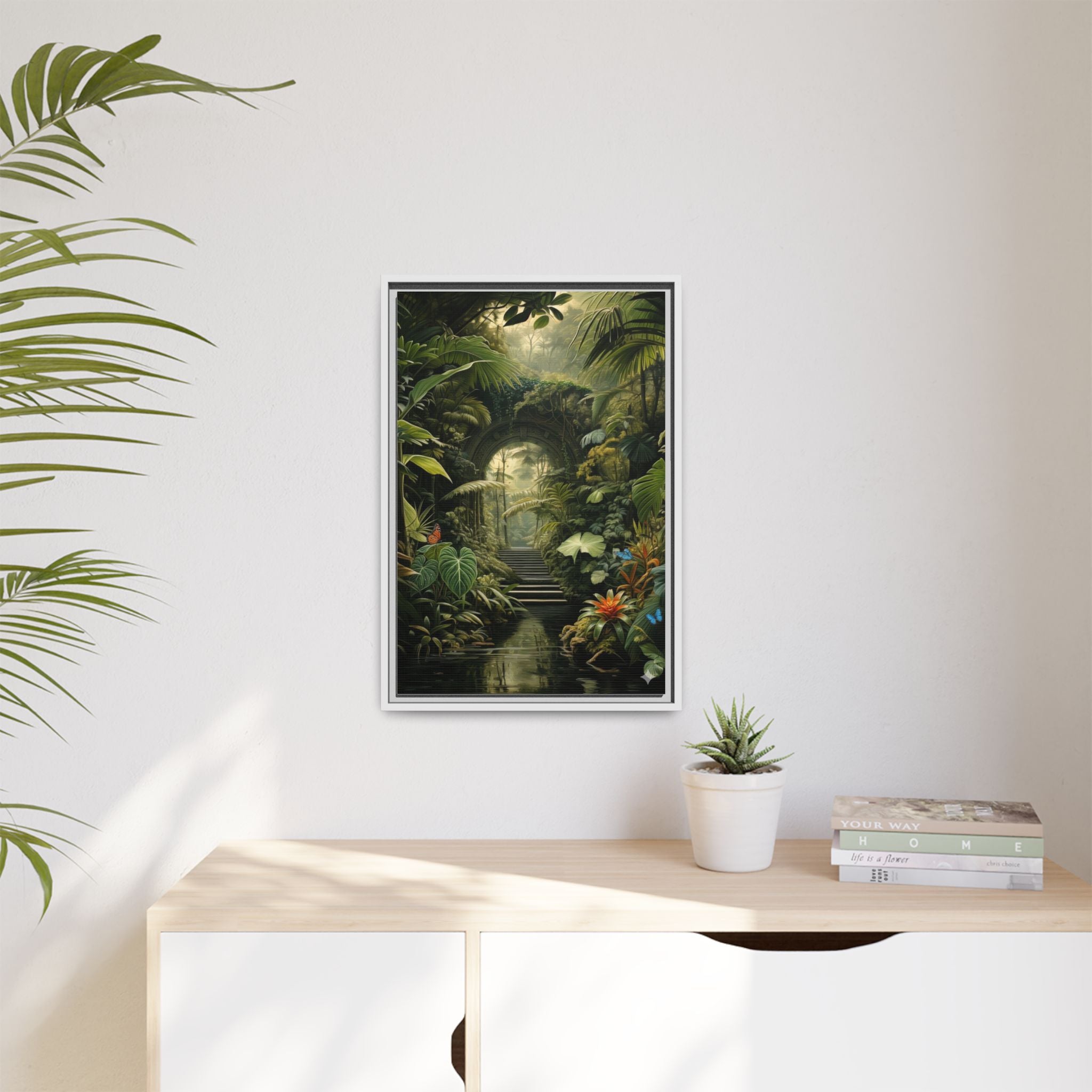 🌴Tropical Forest Illusion – Cinematic Jungle Pathway Wall Art  Luxury Botanical Decor