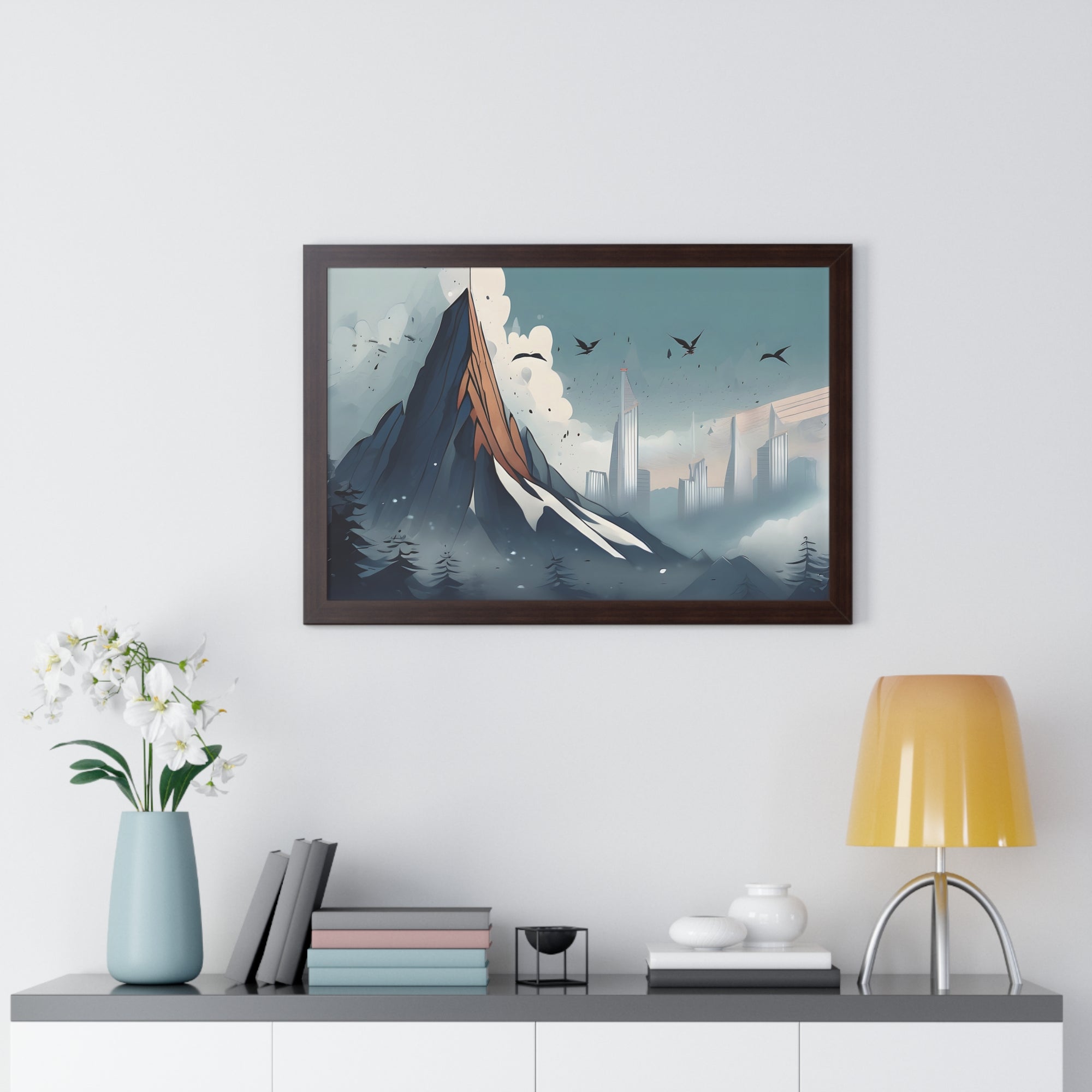 Urban Peaks – Snowy Landscape Meets Modern Cityscape