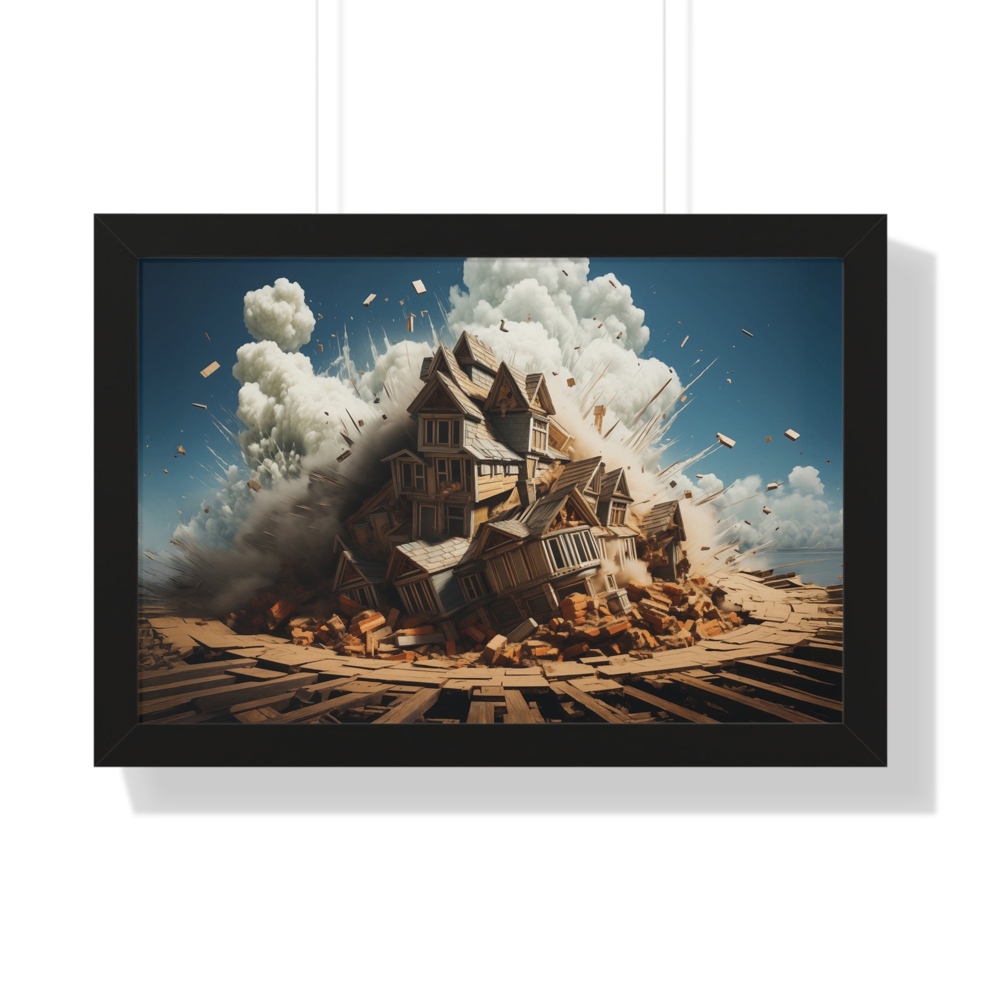 House Explosion Art Print - Modern Architectural Decor