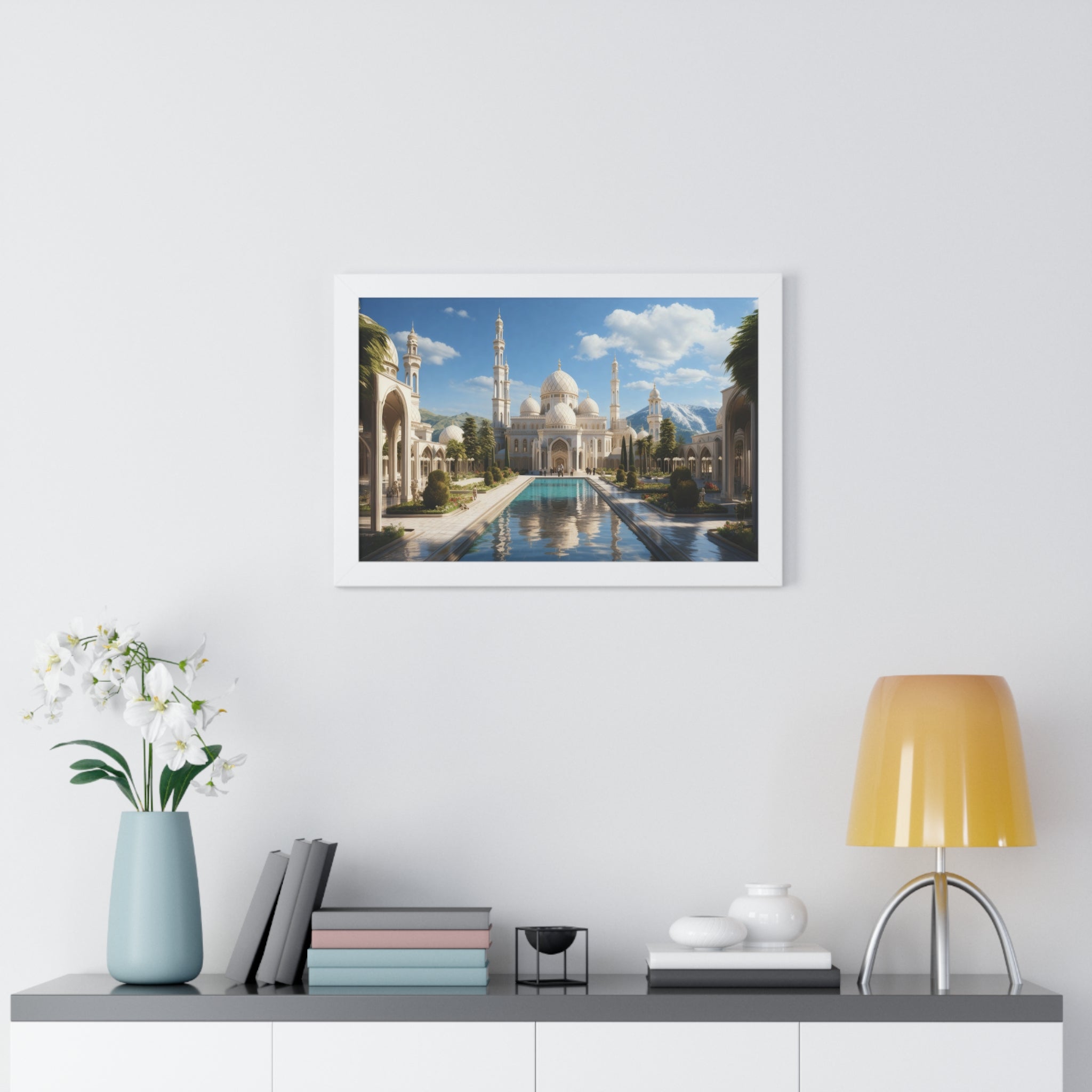 Garden of Reverence – Framed Mosque Reflections Wall Art
