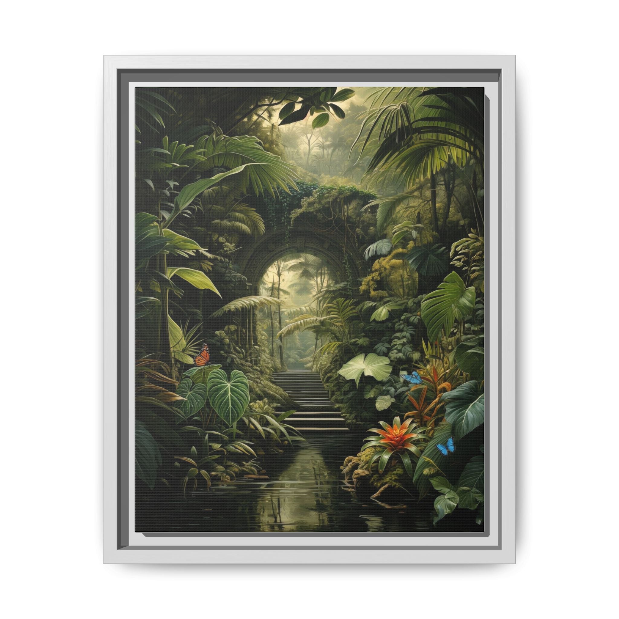 🌴Tropical Forest Illusion – Cinematic Jungle Pathway Wall Art  Luxury Botanical Decor