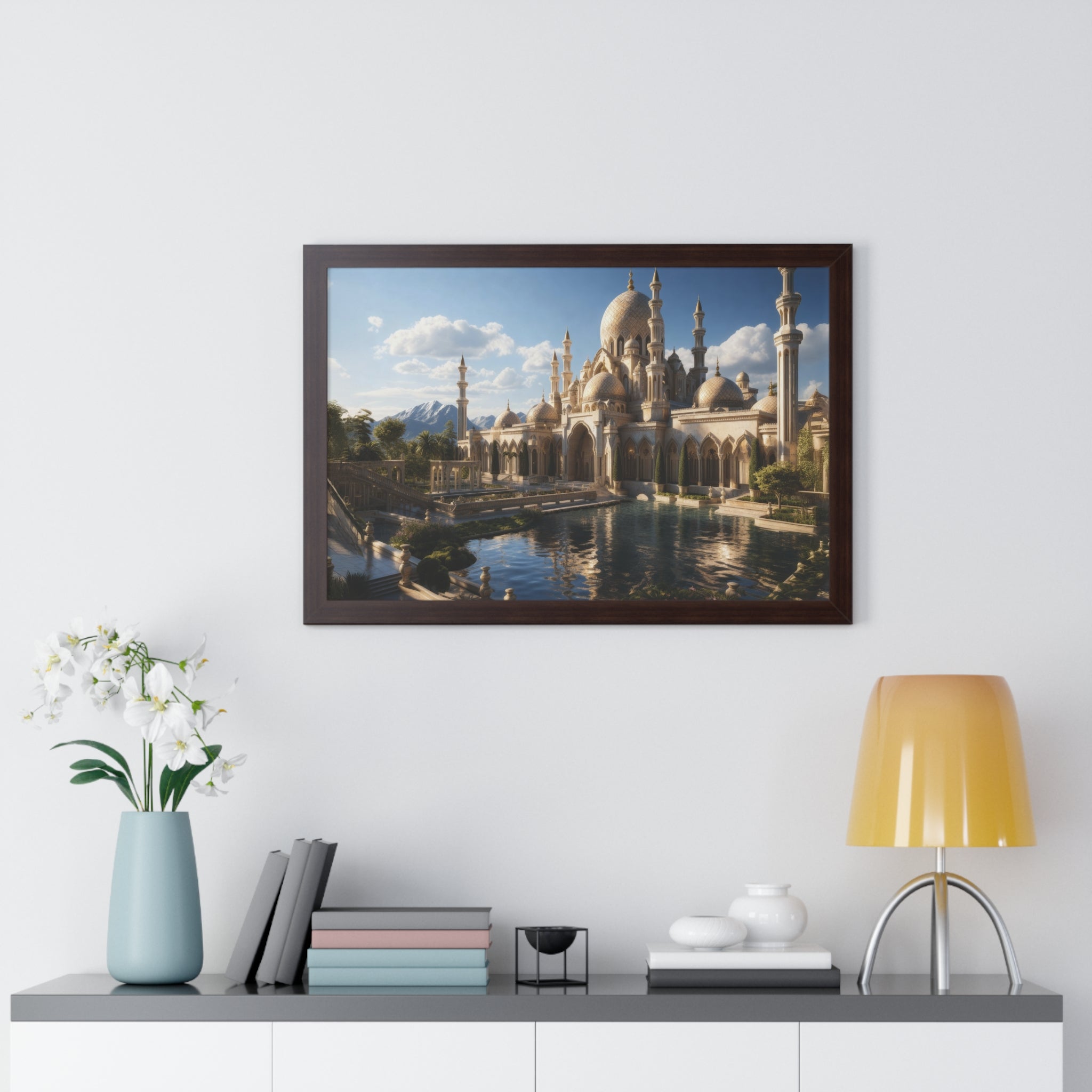 Alpine Majesty – Framed Mosque Reflection Wall Art