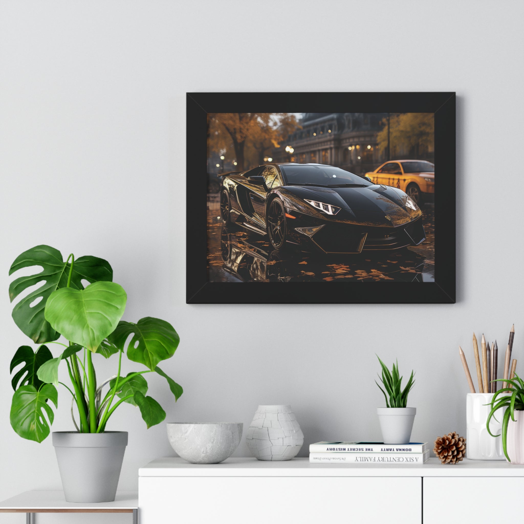 Wet Road Reflection Lamborghini Aventador Art