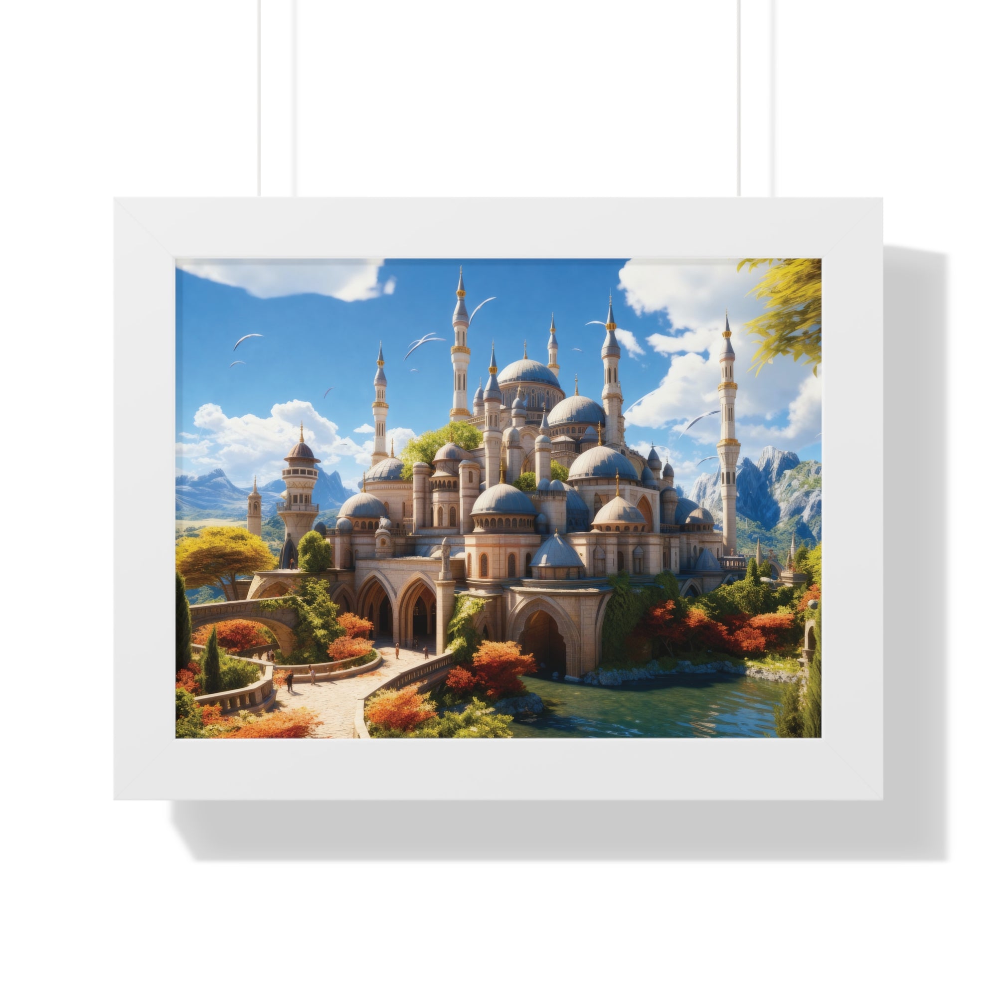 Majestic Mirage – Fantasy Ottoman Castle Reflections Framed Wall Art