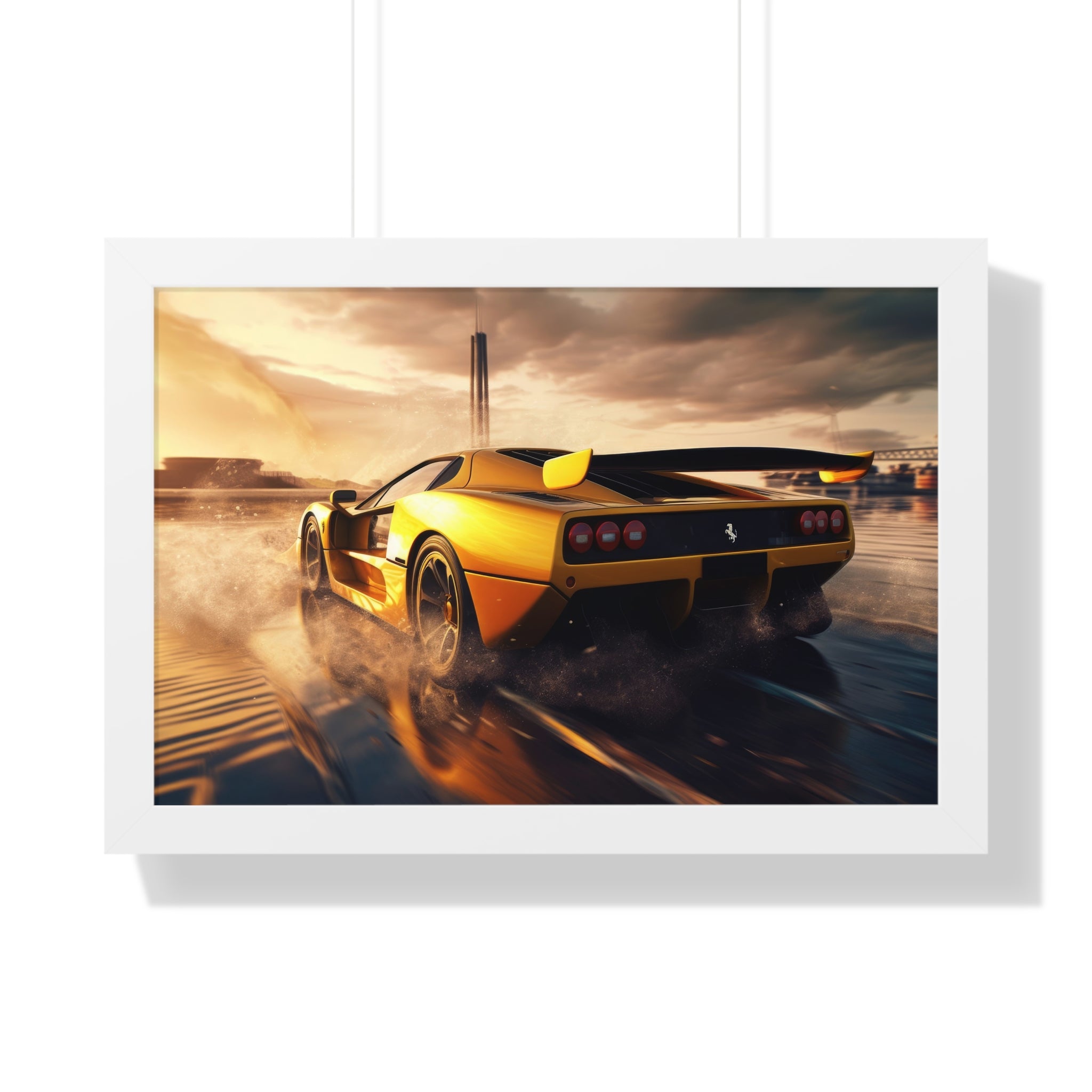 Yellow Ferrari F50 – Collector’s Framed Horizontal Poster