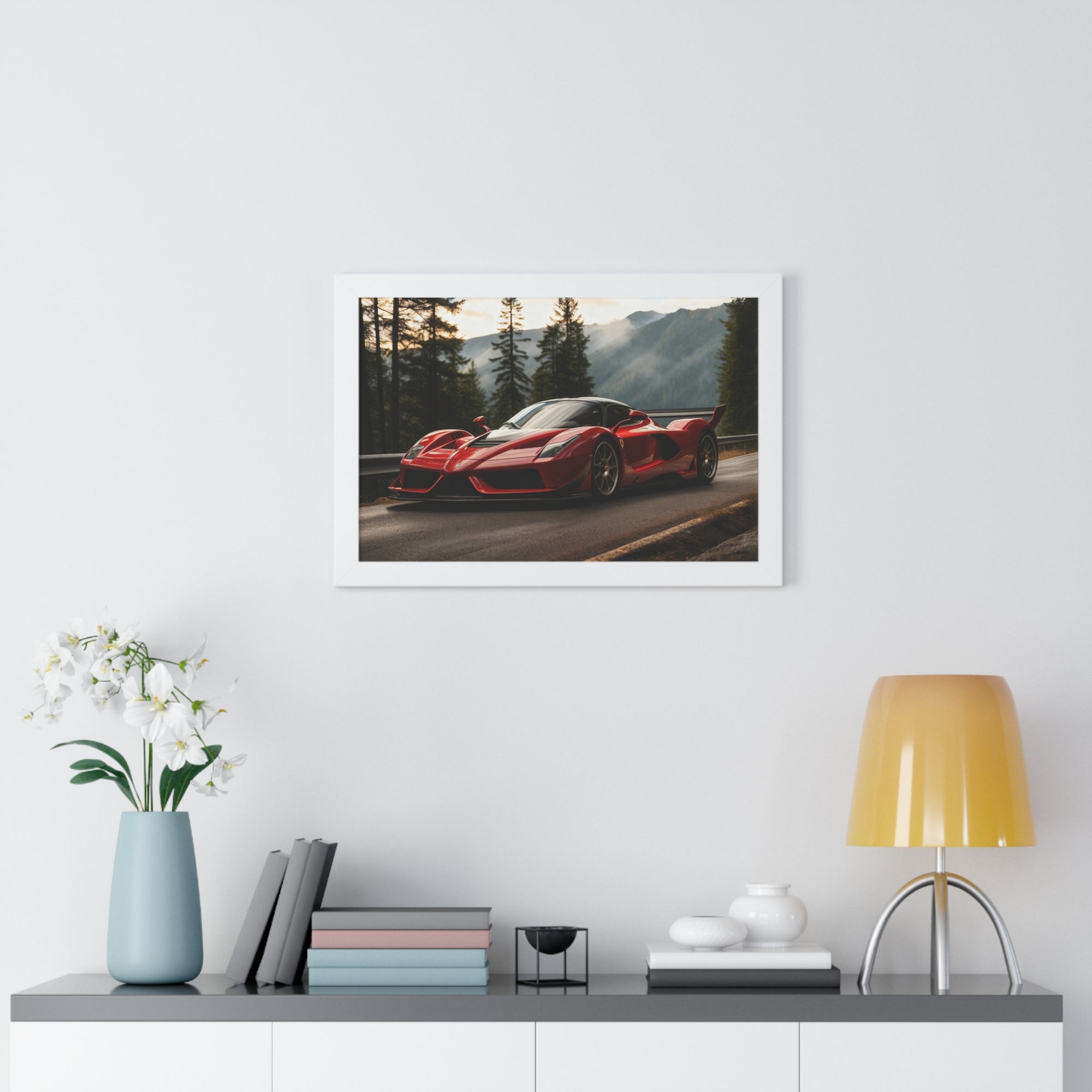 Cinematic Ferrari F50 – Red Icon in Horizontal Framed Display