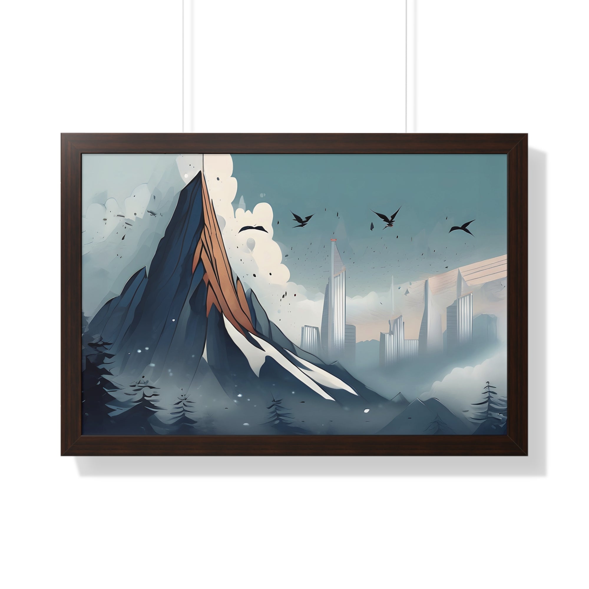 Urban Peaks – Snowy Landscape Meets Modern Cityscape