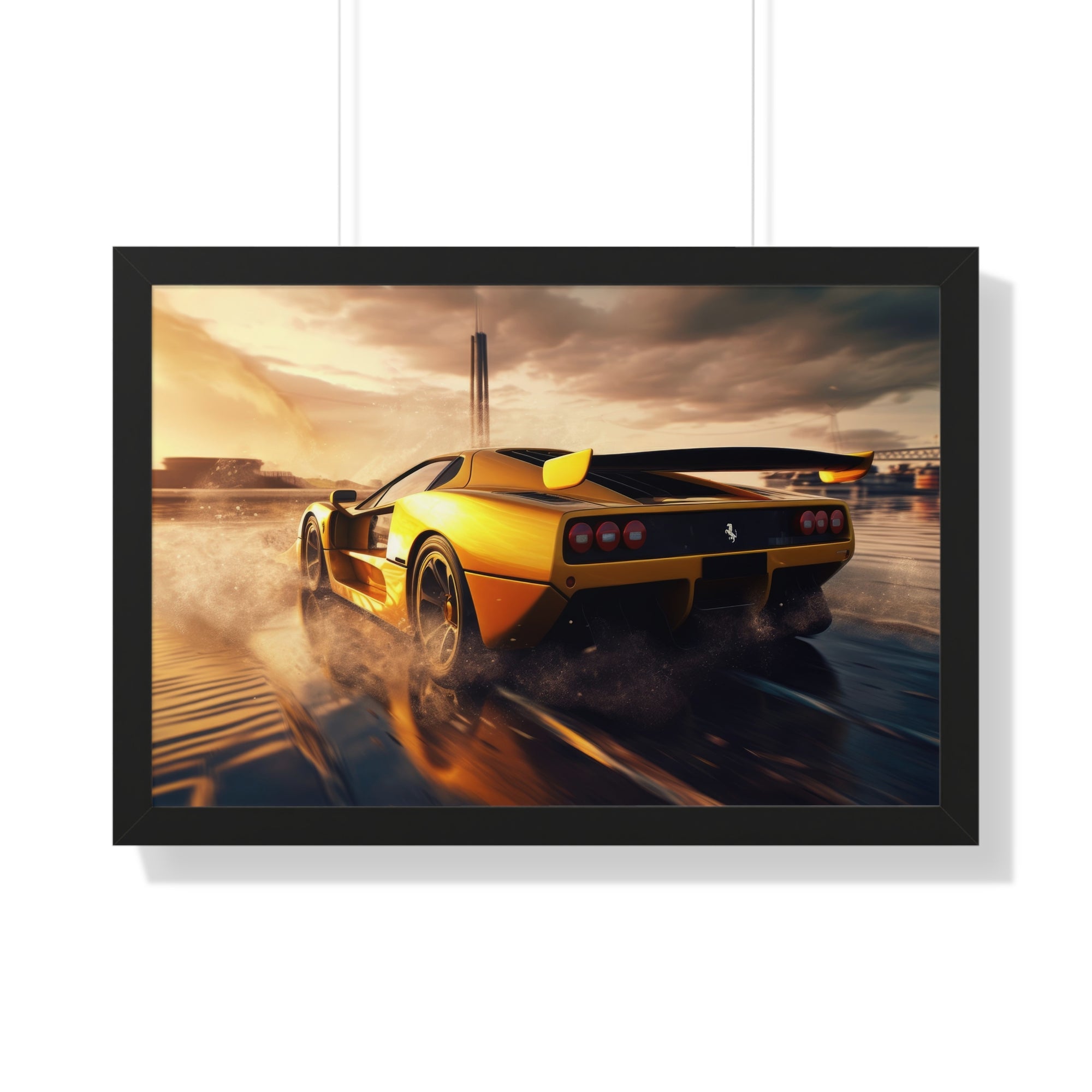 Yellow Ferrari F50 – Collector’s Framed Horizontal Poster