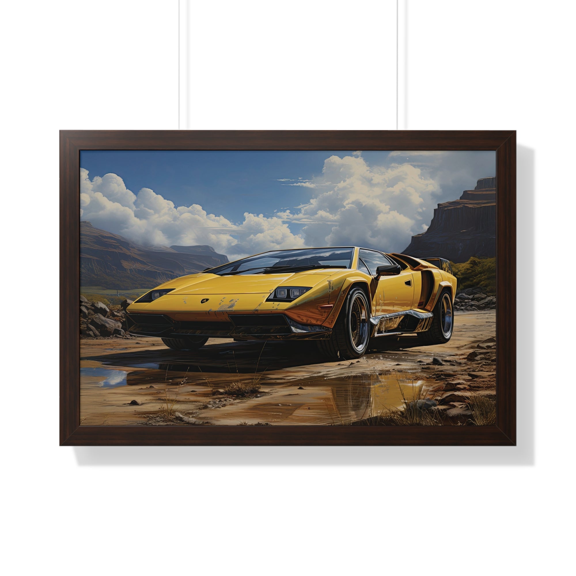 Yellow Lamborghini Countach - Framed Supercar Masterpiece