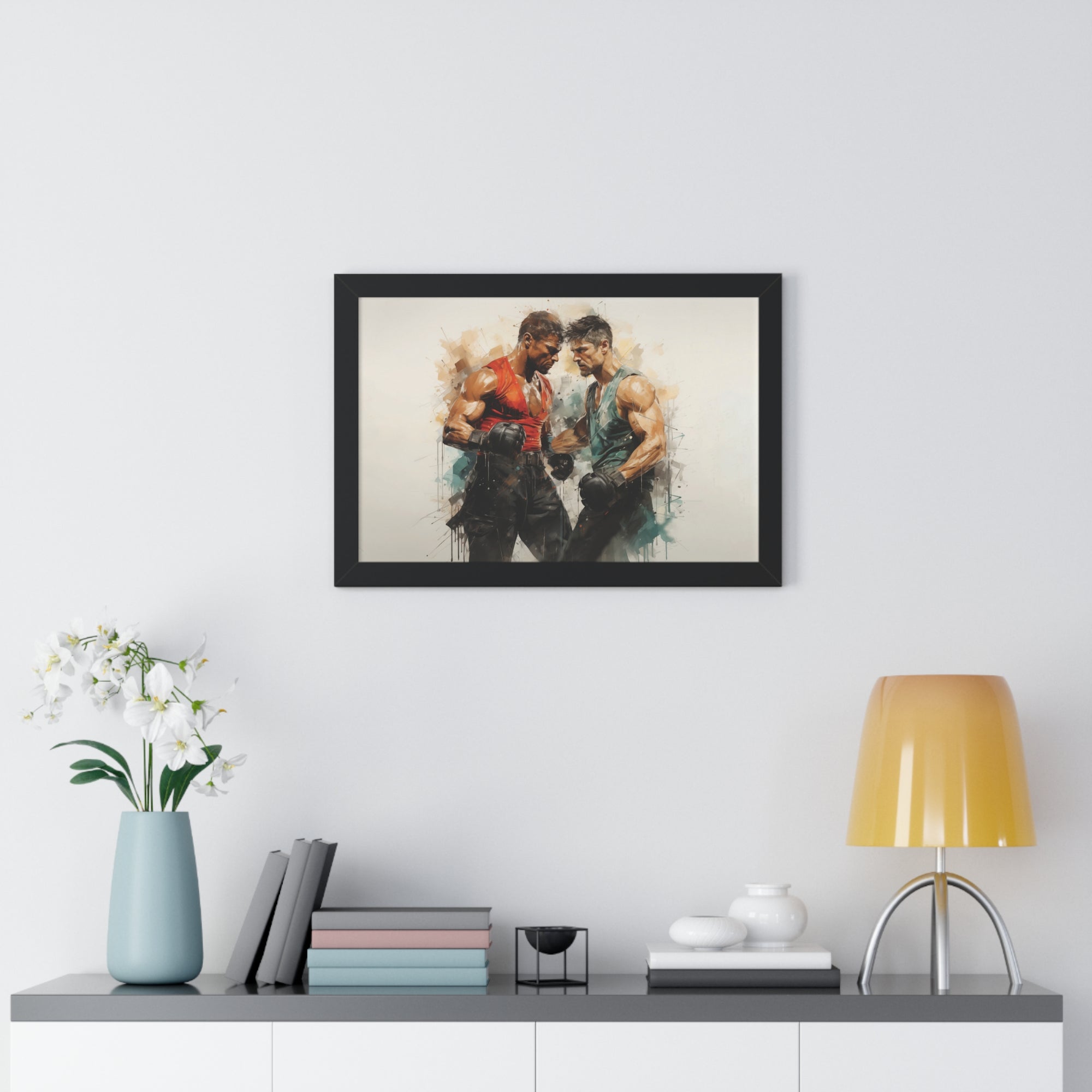 Framed Confrontation – Abstract Fighter Wall Art