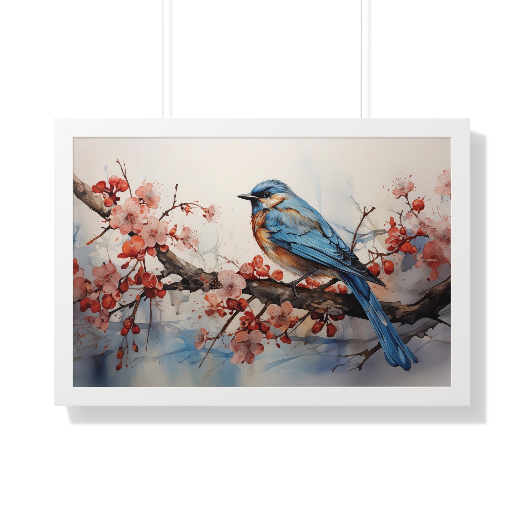 Cerulean Spring Bluebird & Cherry Blossom Wall Art