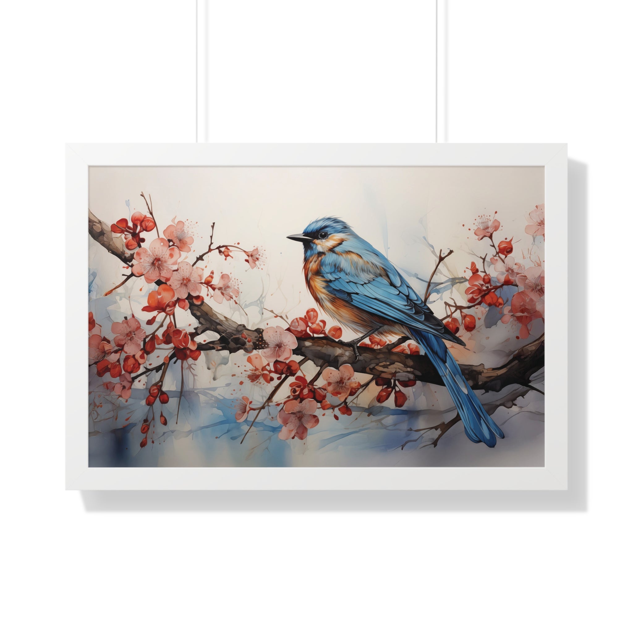 Cerulean Spring Bluebird & Cherry Blossom Wall Art