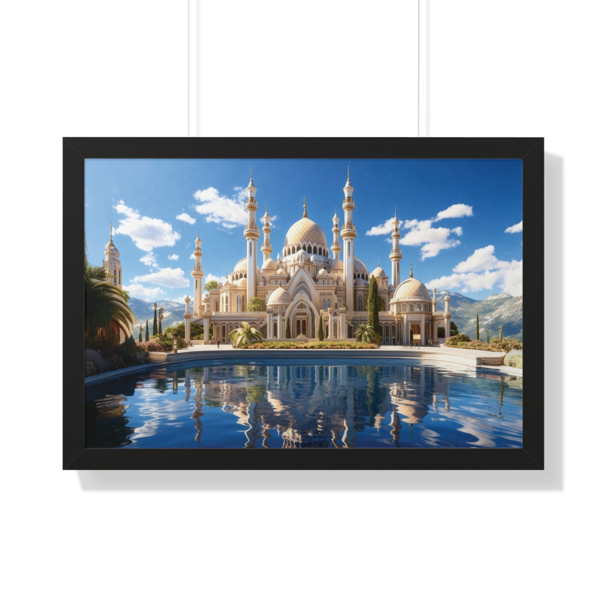 Celestial Tranquility – Framed Islamic Wall Art of Mosque Reflections