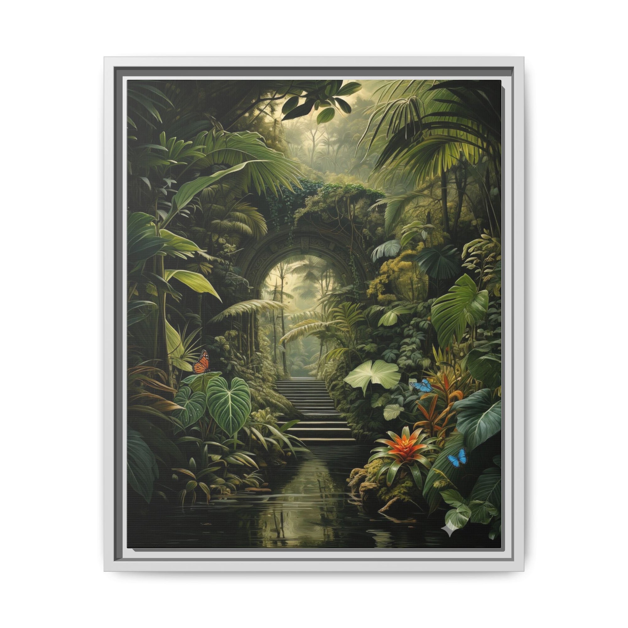 🌴Tropical Forest Illusion – Cinematic Jungle Pathway Wall Art  Luxury Botanical Decor