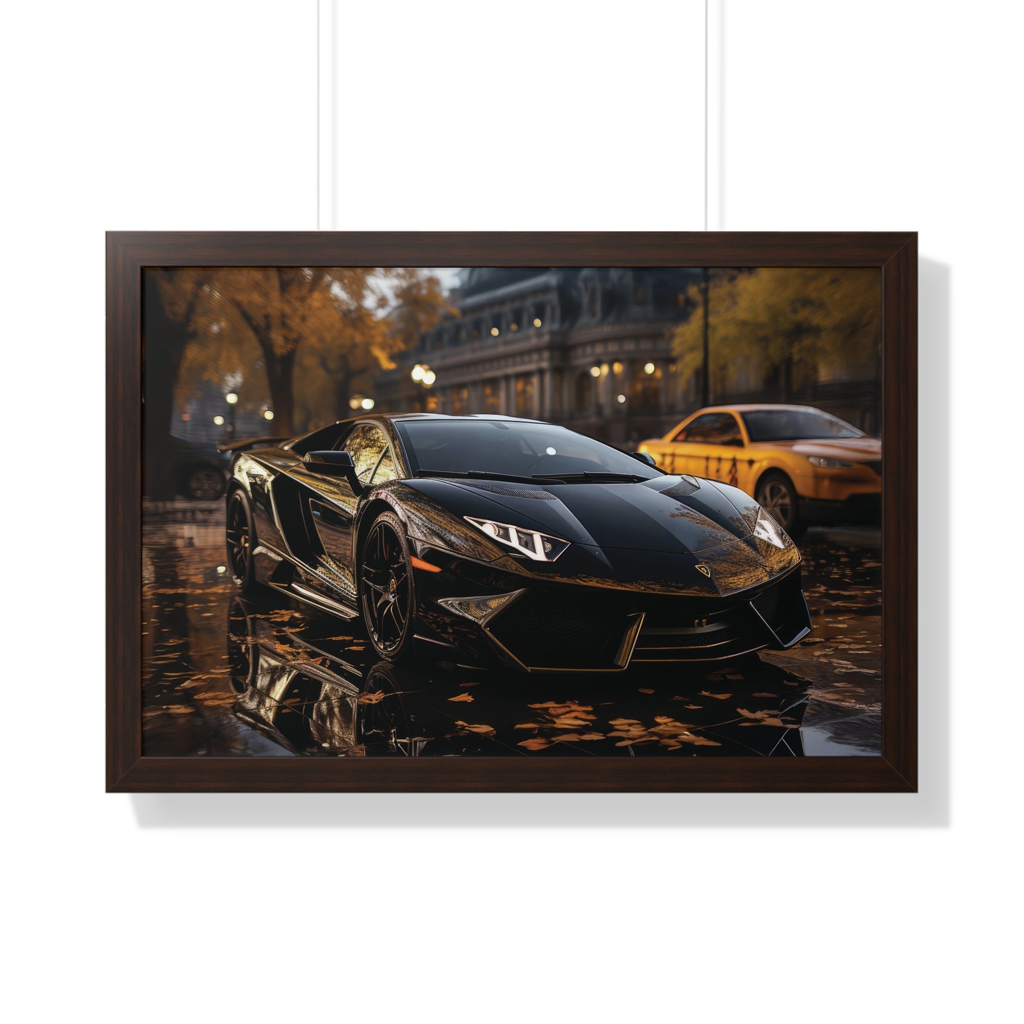 Wet Road Reflection Lamborghini Aventador Art