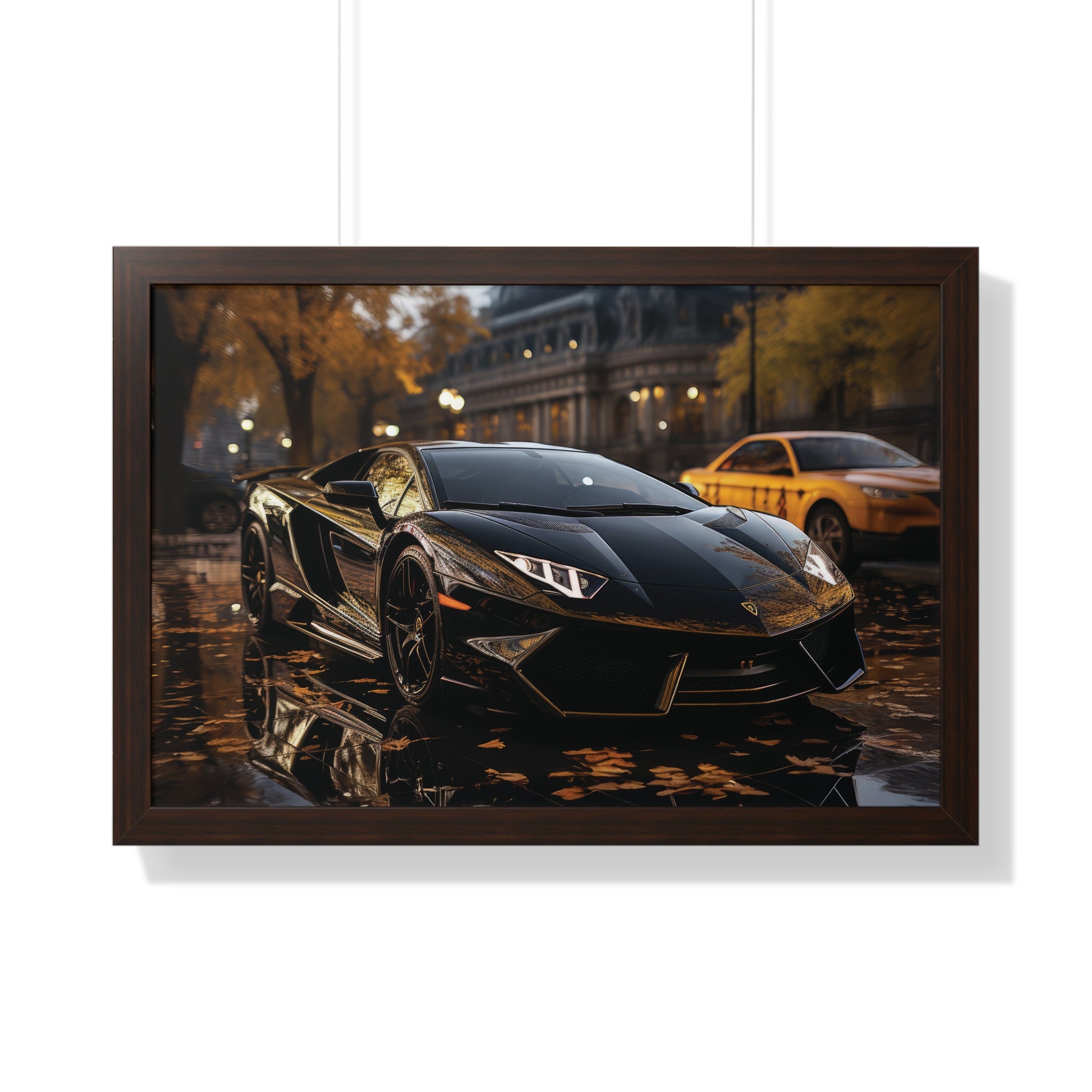 Wet Road Reflection Lamborghini Aventador Art
