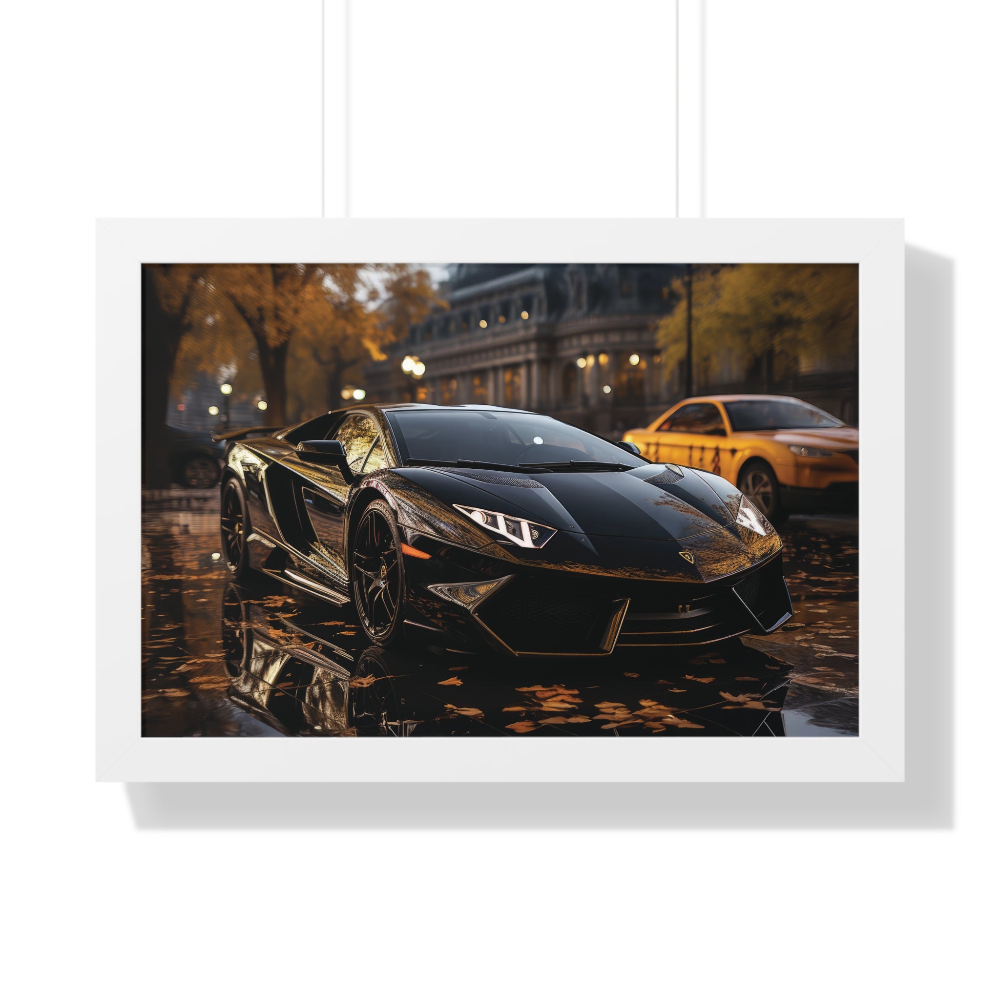 Wet Road Reflection Lamborghini Aventador Art