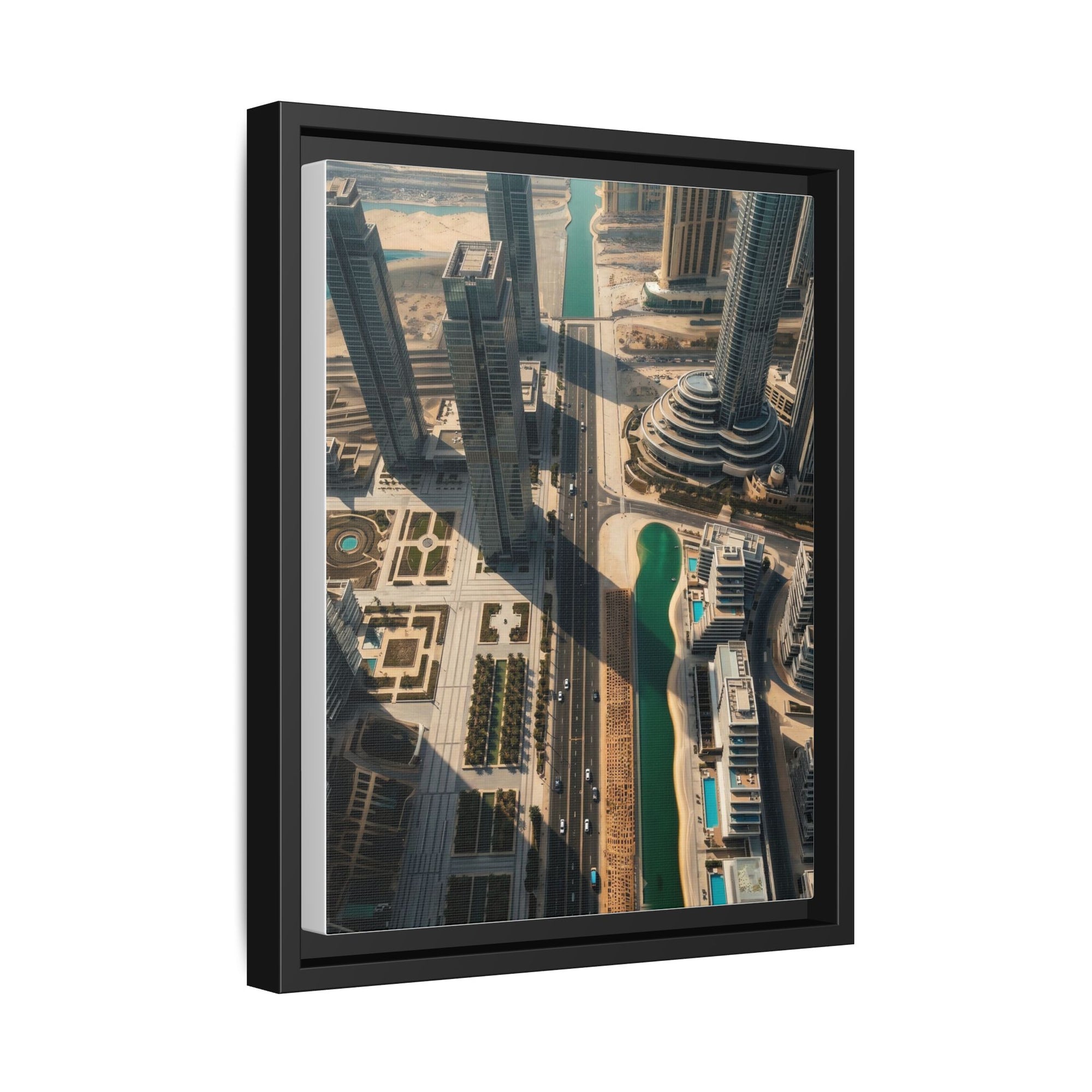 Framed Aerial View of Dubai – High-Resolution Cityscape Wall Art