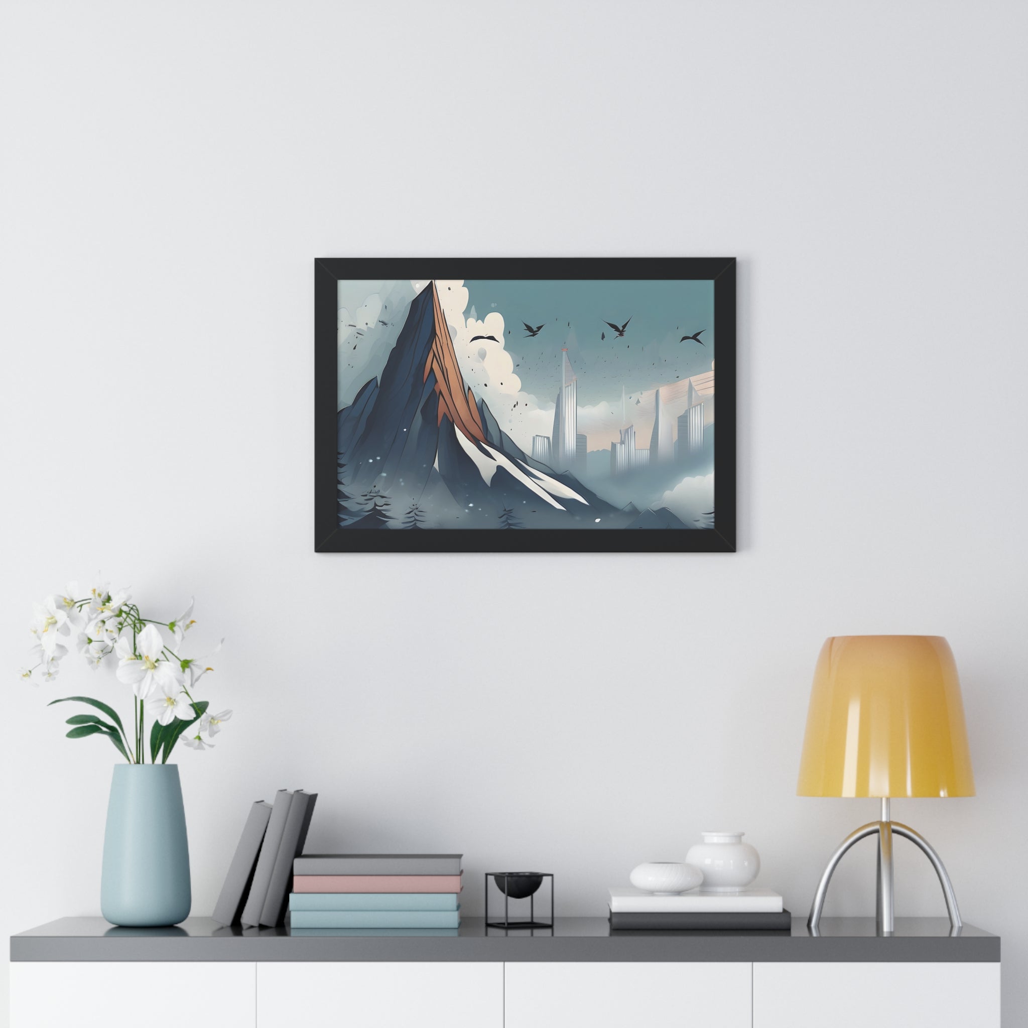 Urban Peaks – Snowy Landscape Meets Modern Cityscape