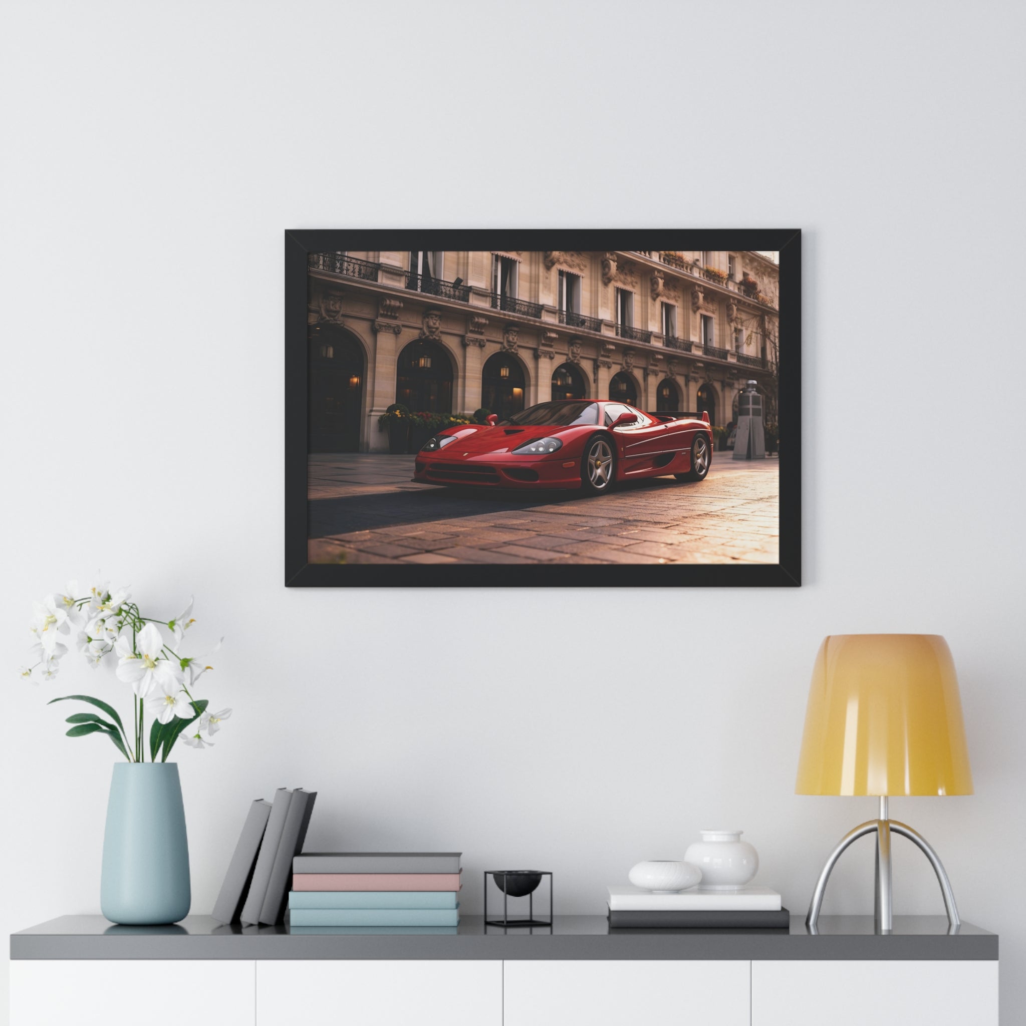 Framed Ferrari F50 – Red Icon in Horizontal Display