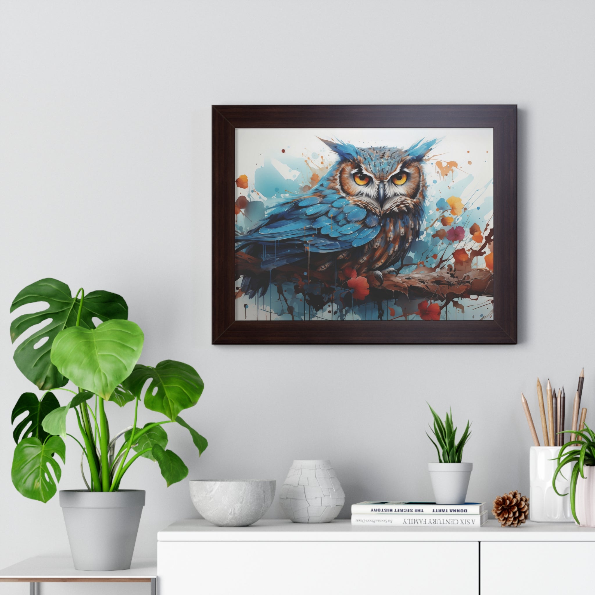 Midnight Majesty — Blue Owl Abstract Wall Art 🦉