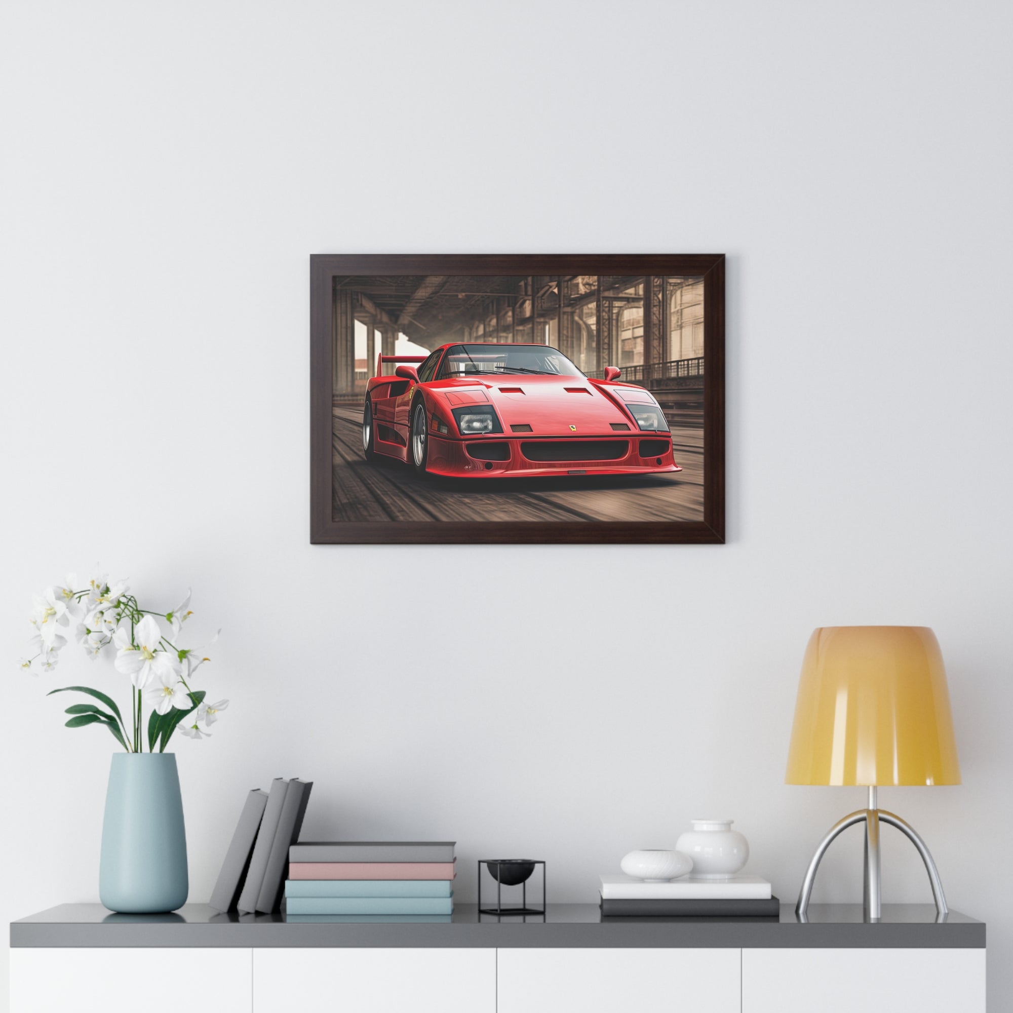 Ferrari F50 Wall Decor – Red Icon Framed in Horizontal Format