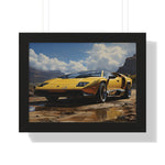 Yellow Lamborghini Countach - Framed Supercar Masterpiece