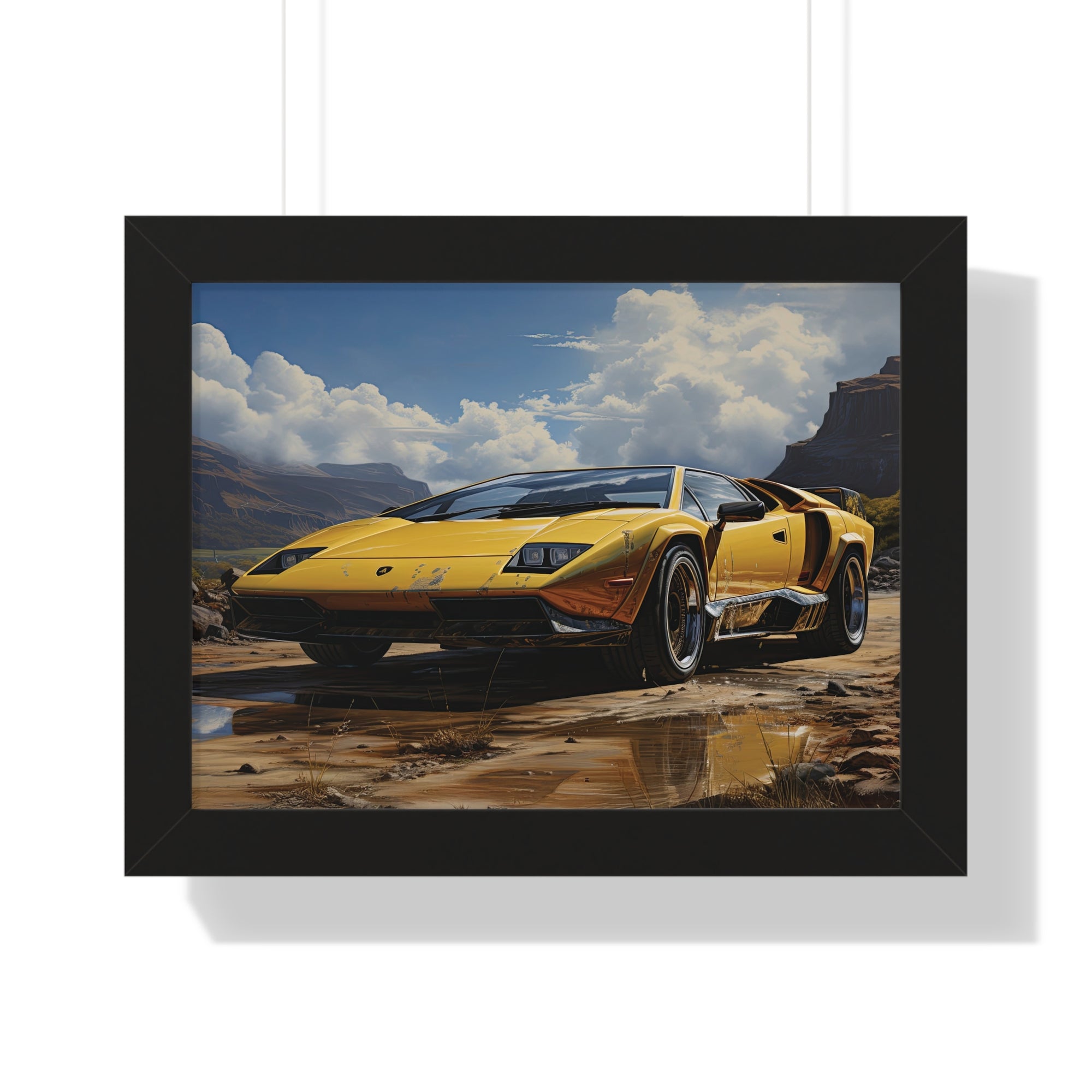 Yellow Lamborghini Countach - Framed Supercar Masterpiece
