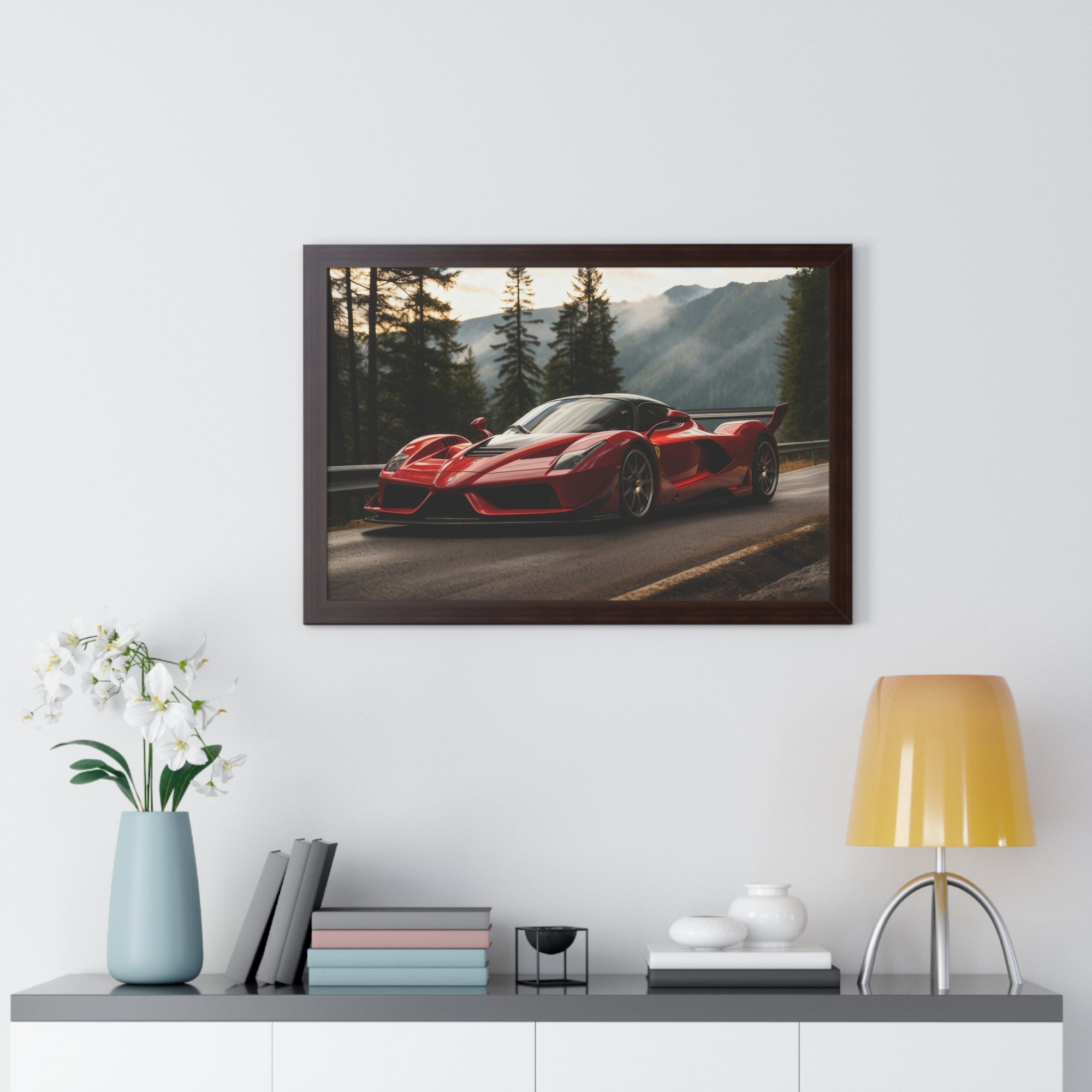 Cinematic Ferrari F50 – Red Icon in Horizontal Framed Display