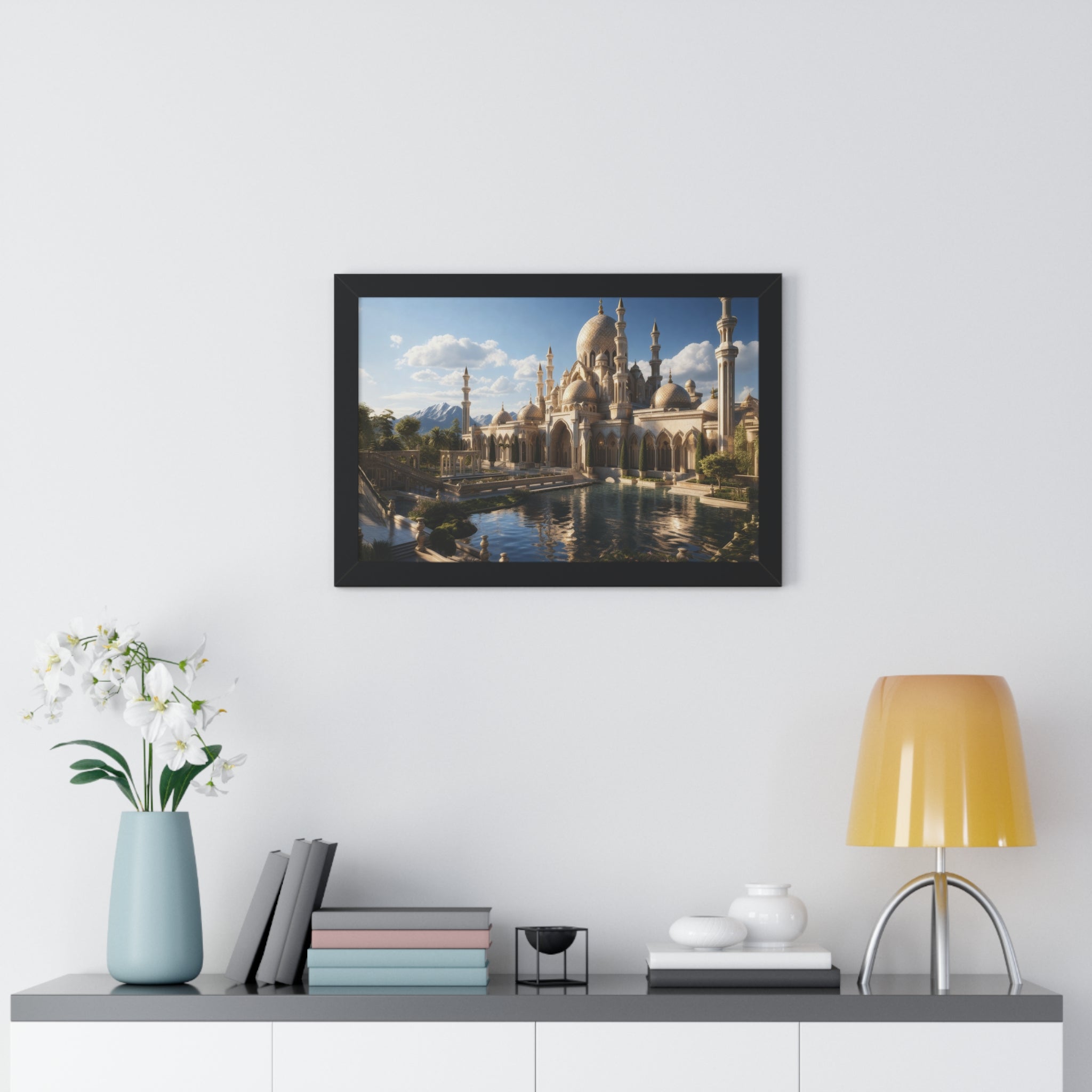 Alpine Majesty – Framed Mosque Reflection Wall Art