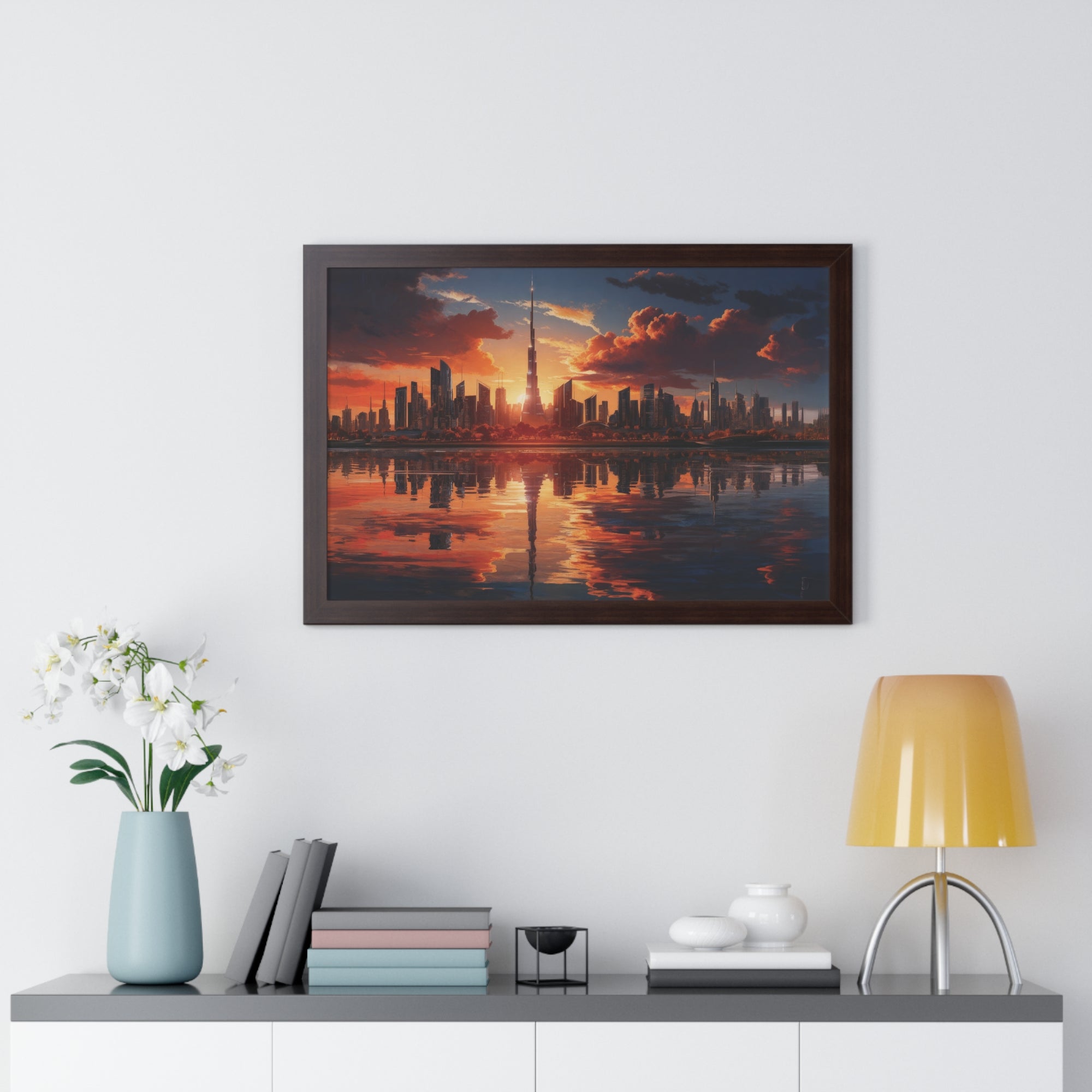 Sunset Over Futuristic Skyline – Urban Cityscape Wall Art