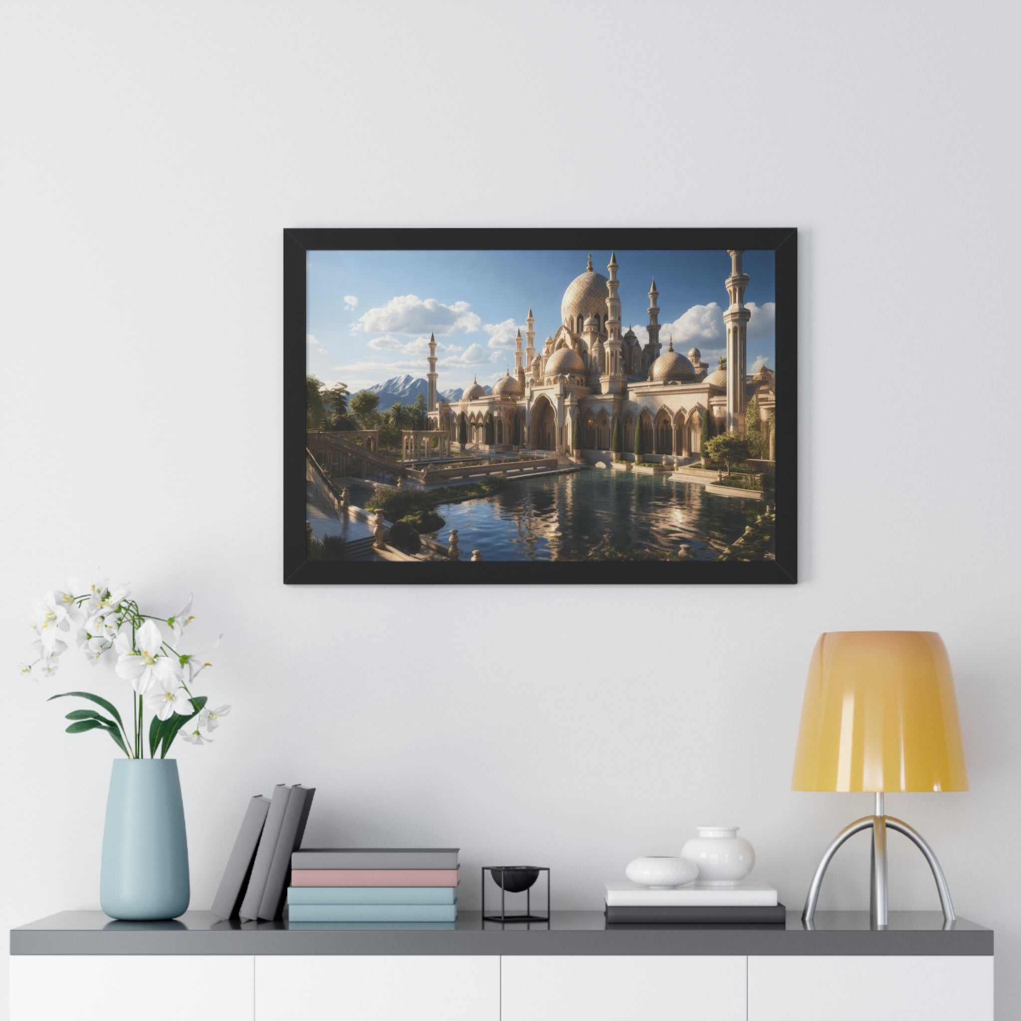 Alpine Majesty – Framed Mosque Reflection Wall Art