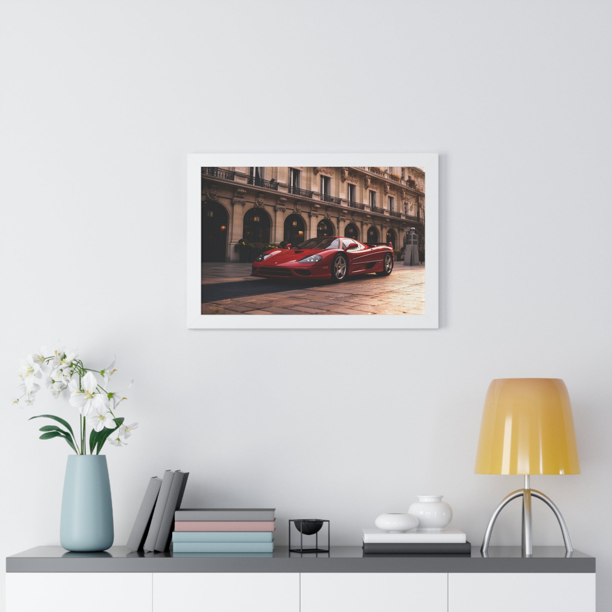 Framed Ferrari F50 – Red Icon in Horizontal Display