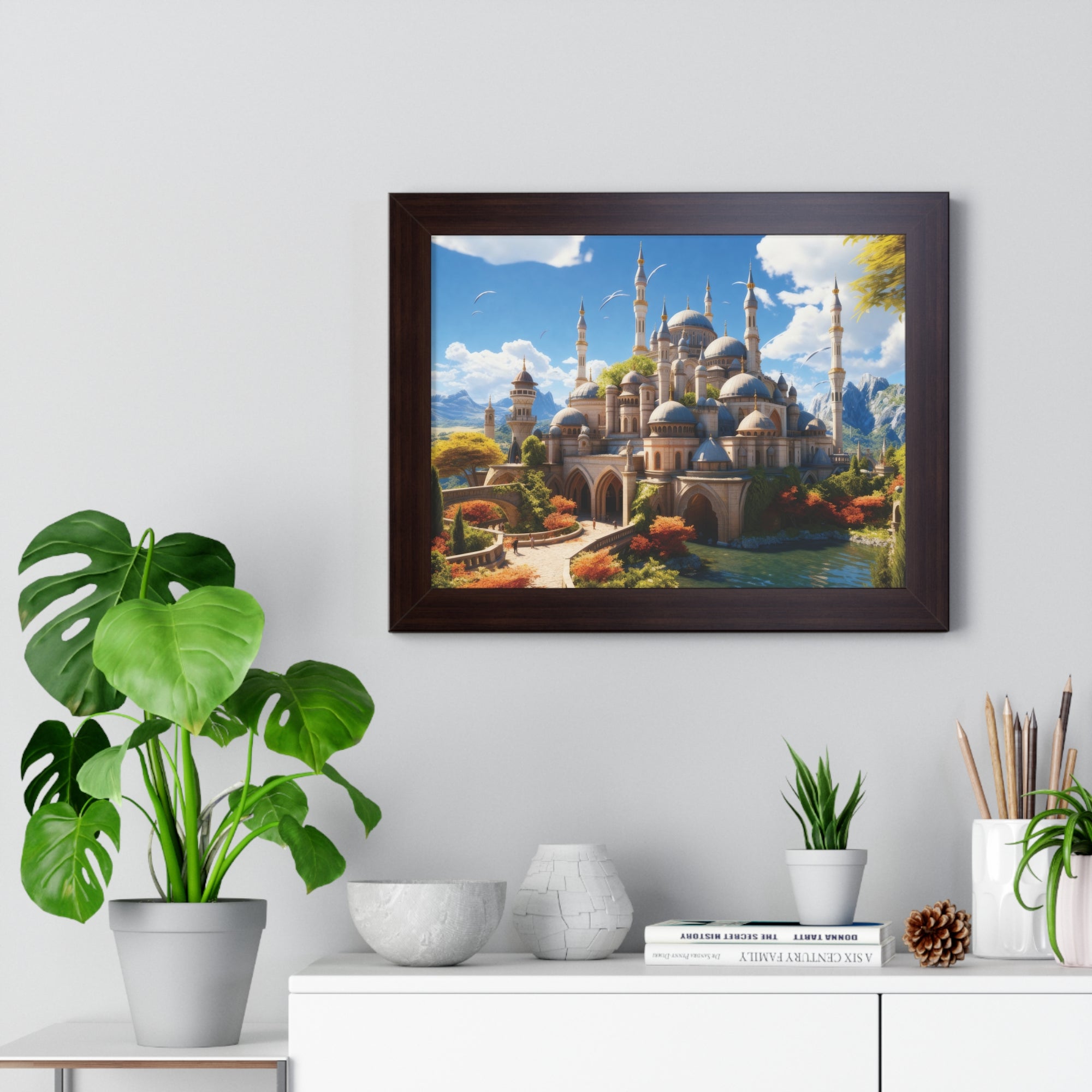 Majestic Mirage – Fantasy Ottoman Castle Reflections Framed Wall Art
