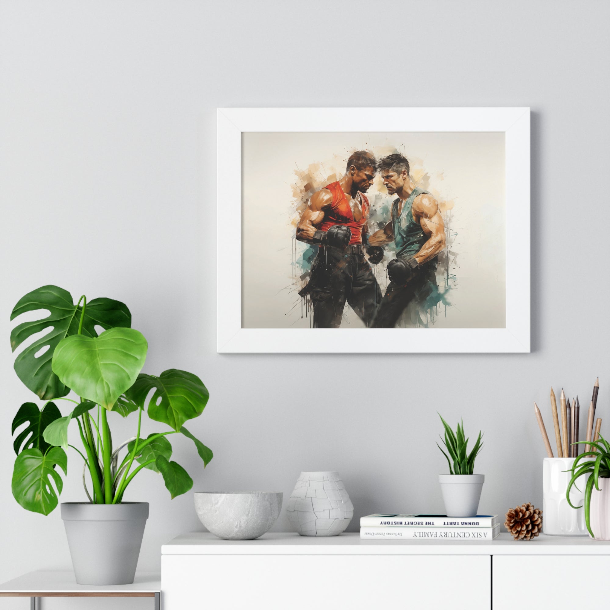 Framed Confrontation – Abstract Fighter Wall Art