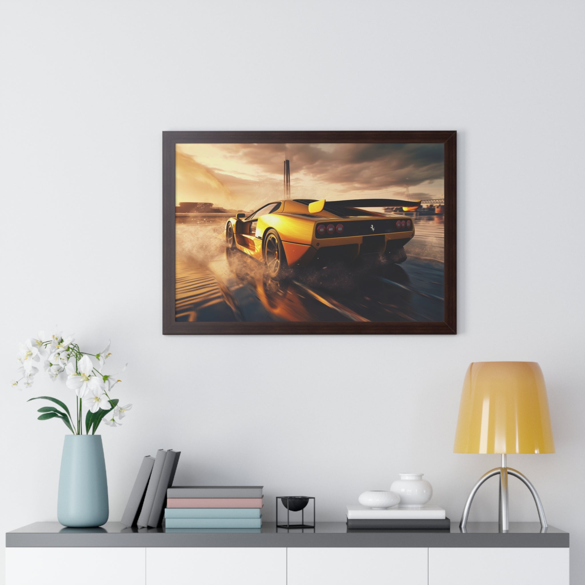 Yellow Ferrari F50 – Collector’s Framed Horizontal Poster