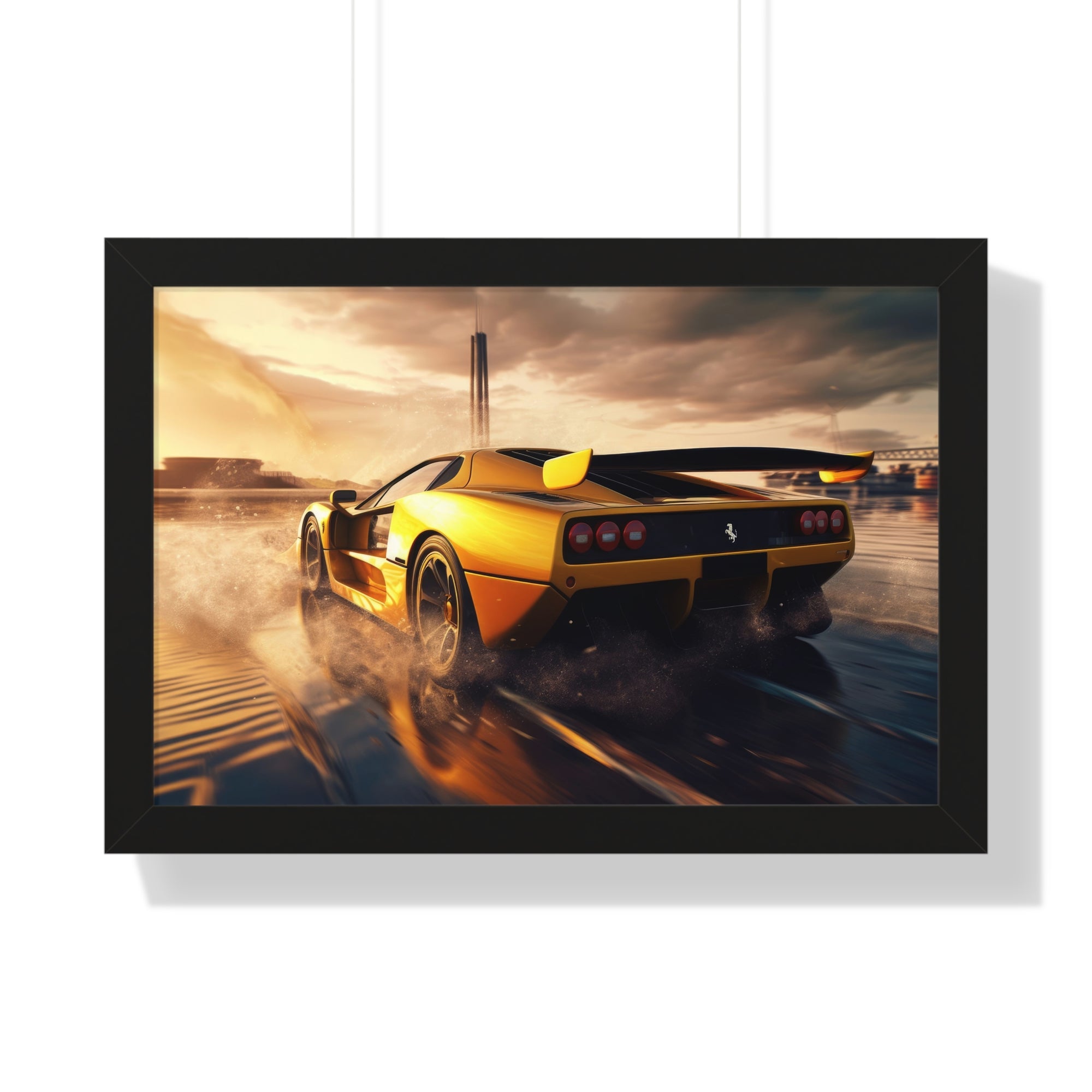 Yellow Ferrari F50 – Collector’s Framed Horizontal Poster