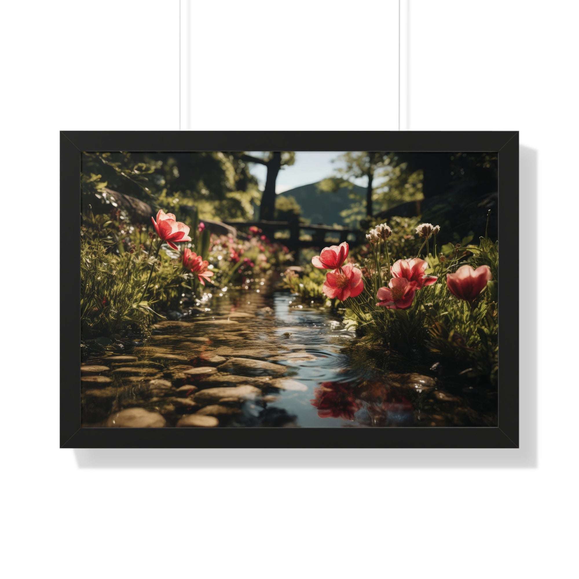 Whispers of Water – Floral Garden Landscape Print