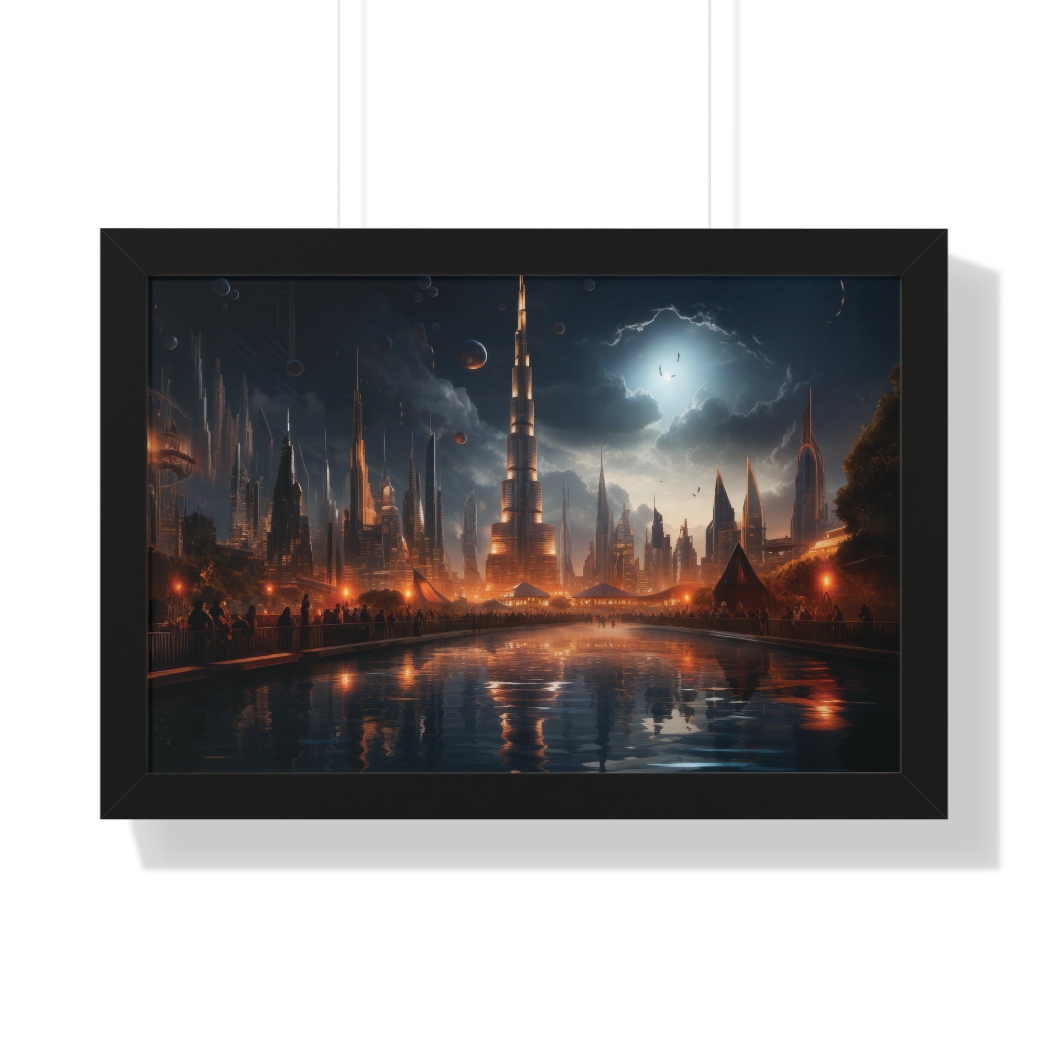 Futuristic Cityscape Night Scene – Sci-Fi Digital Art Print for Wall Decor