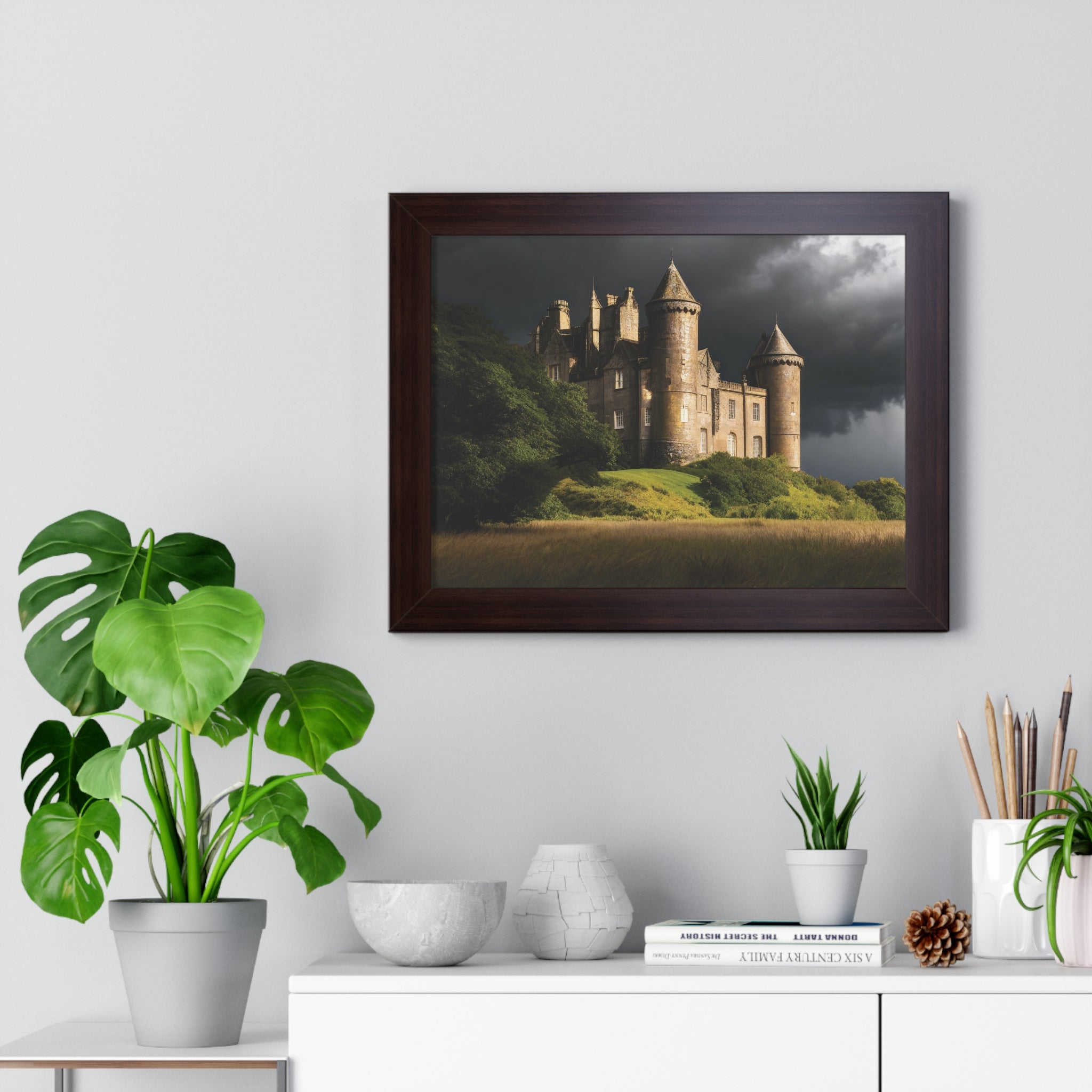 Scottish Castle in Stormy Twilight – Dramatic Landscape Wall Art Print