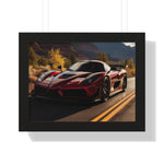 Red Ferrari F50 – Framed Poster in Majestic Mountain Setting