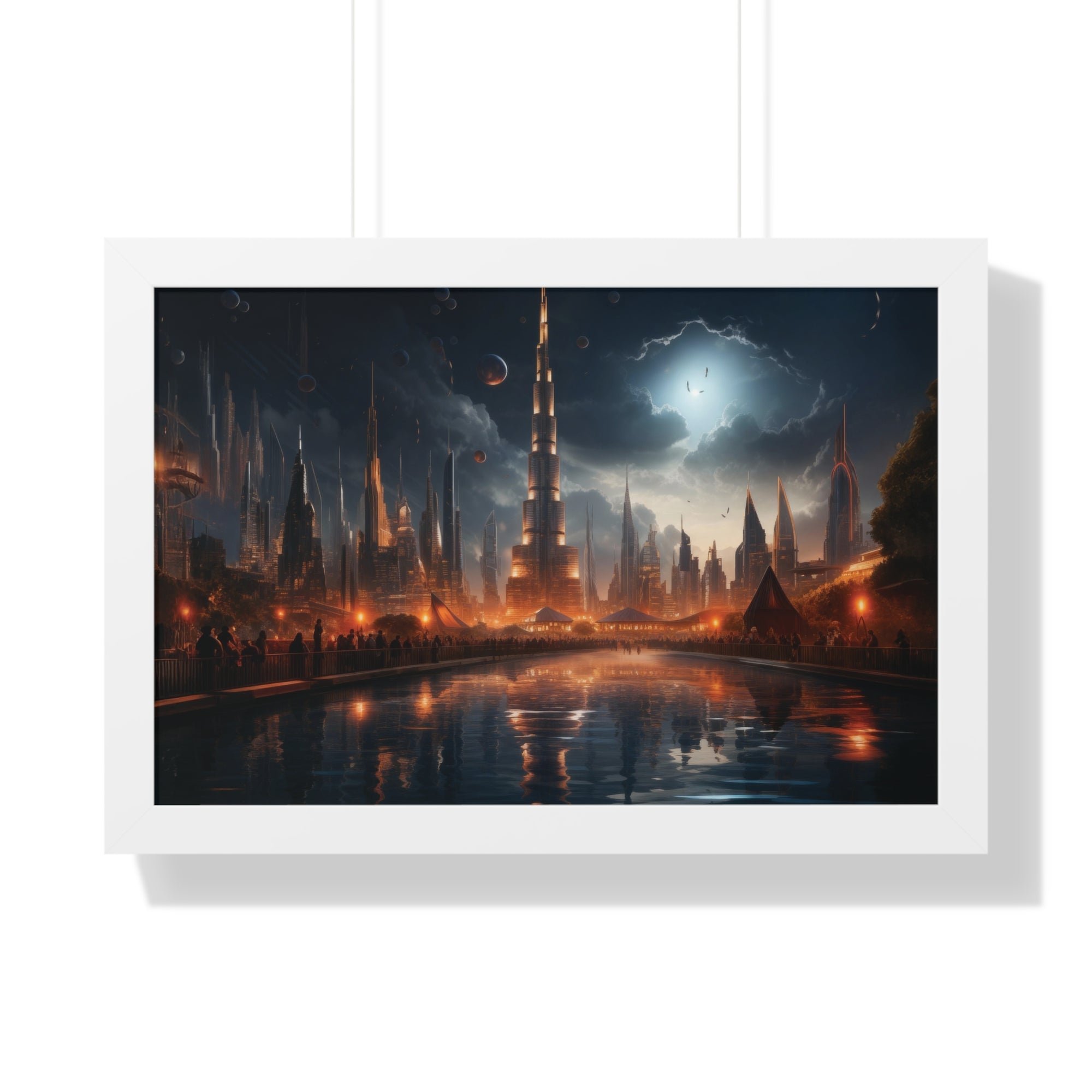 Futuristic Cityscape Night Scene – Sci-Fi Digital Art Print for Wall Decor