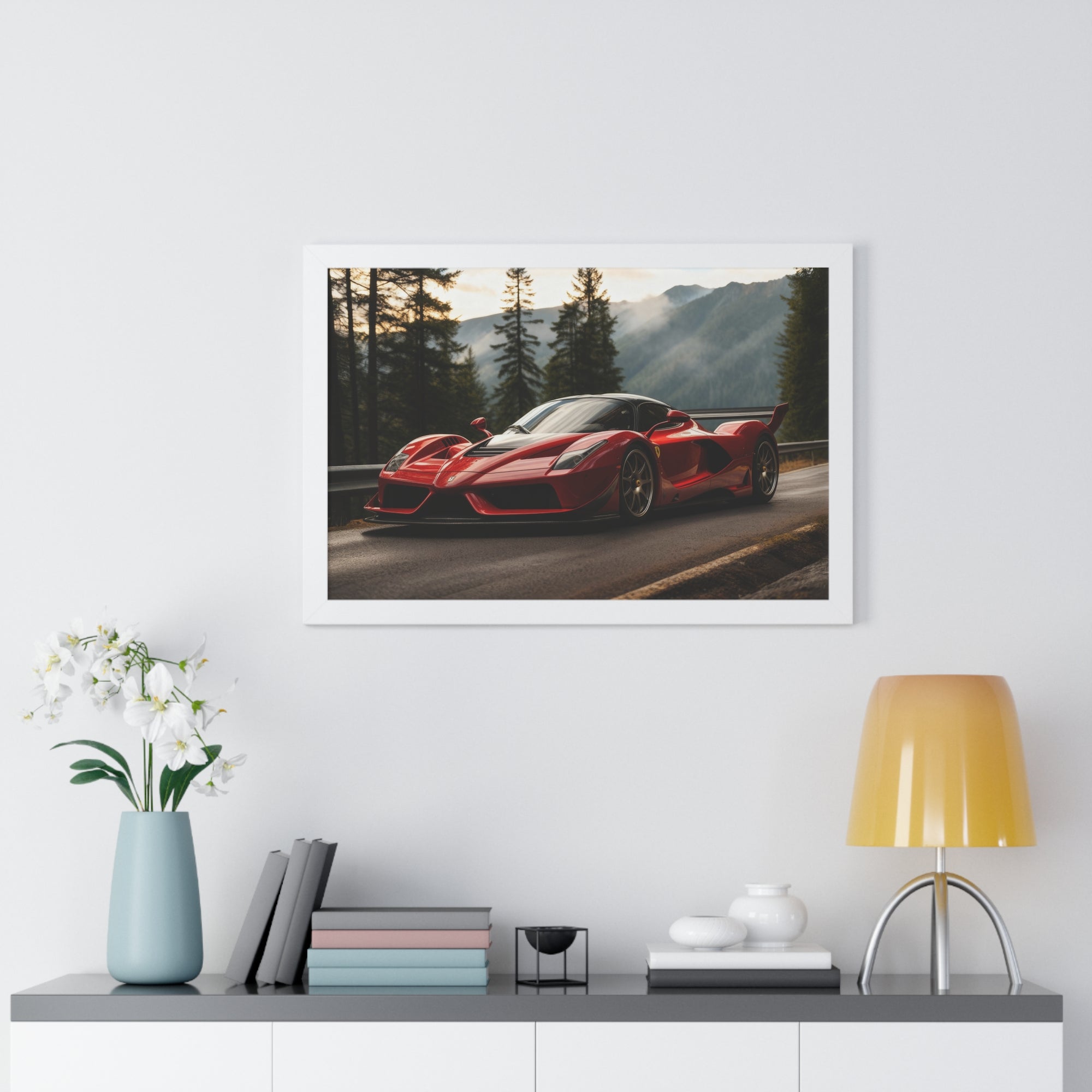 Cinematic Ferrari F50 – Red Icon in Horizontal Framed Display