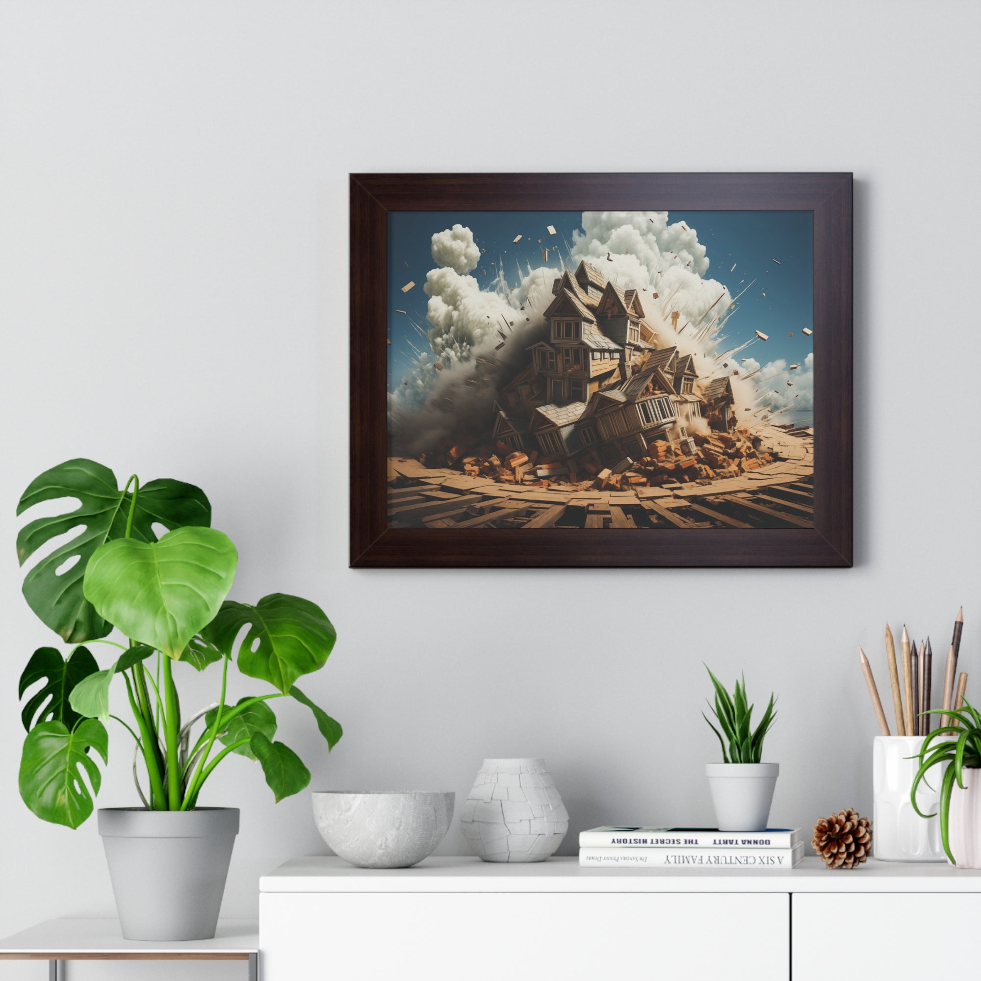 House Explosion Art Print - Modern Architectural Decor