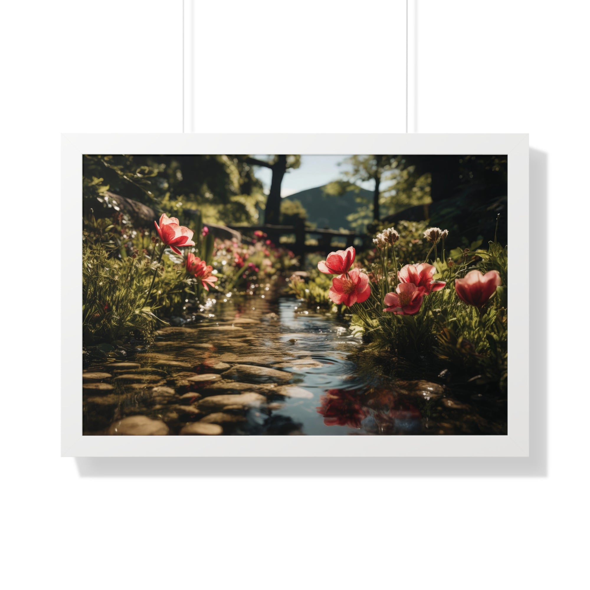 Whispers of Water – Floral Garden Landscape Print