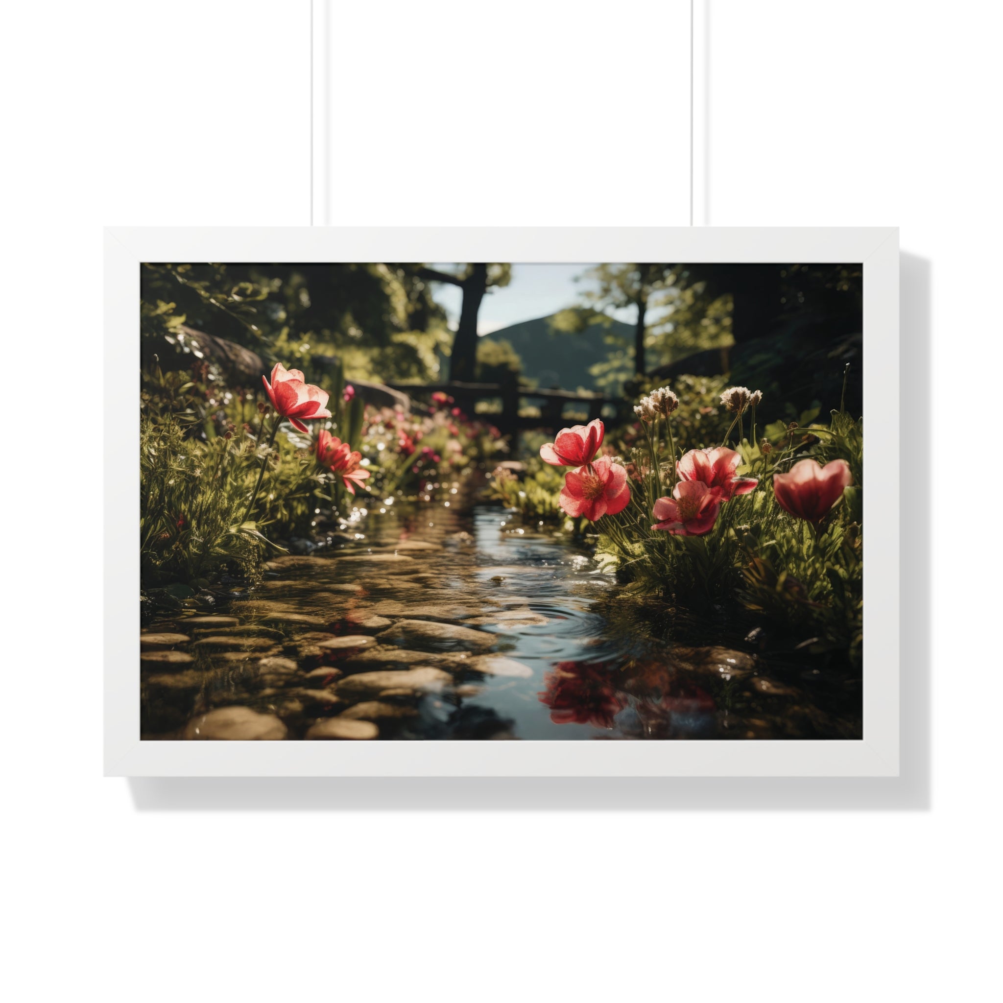 Whispers of Water – Floral Garden Landscape Print
