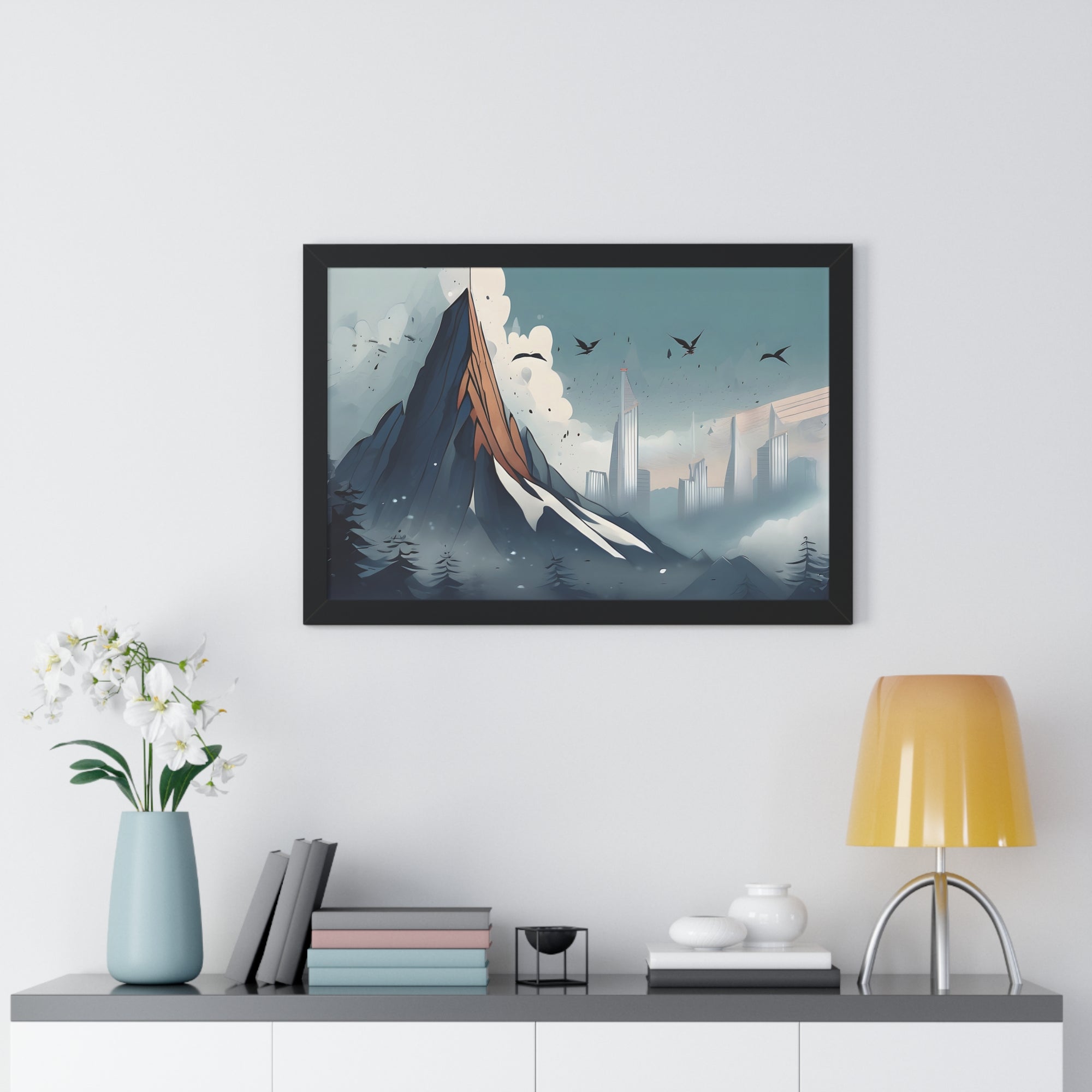 Urban Peaks – Snowy Landscape Meets Modern Cityscape