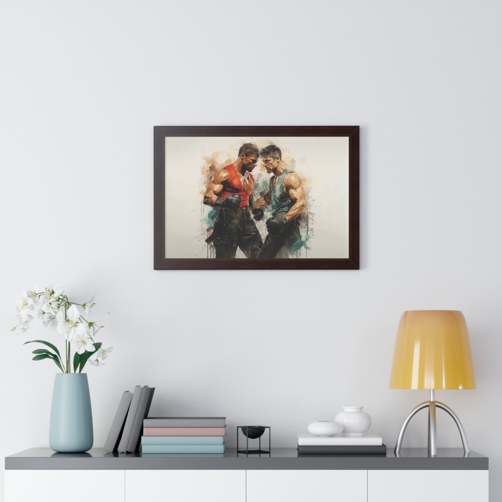 Framed Confrontation – Abstract Fighter Wall Art