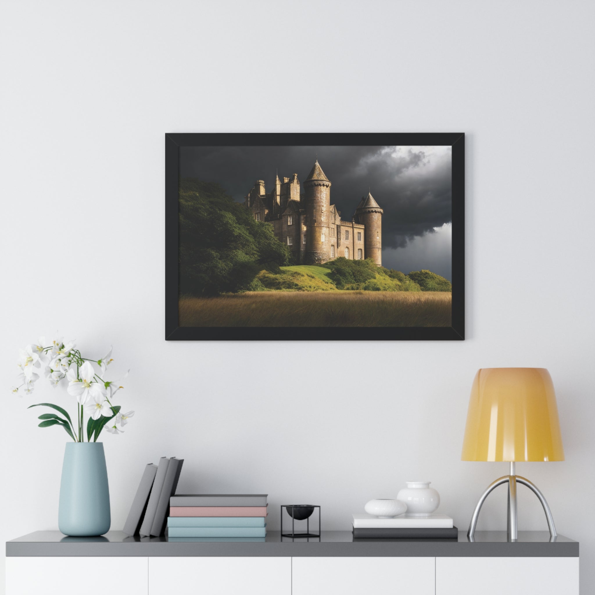 Scottish Castle in Stormy Twilight – Dramatic Landscape Wall Art Print