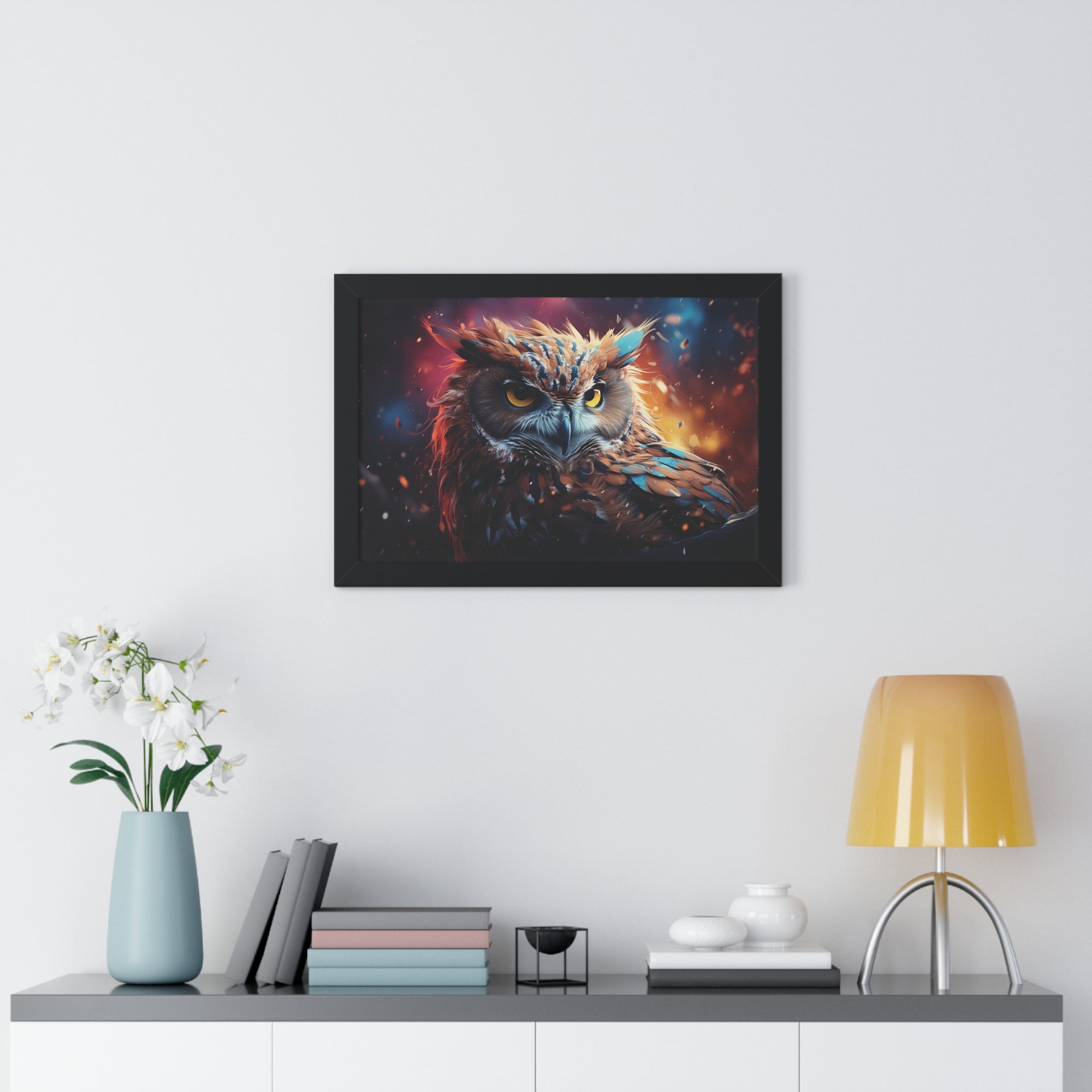 Twilight Sentinel — Regal Owl Wall Art in Fiery🔥Bloom🦉